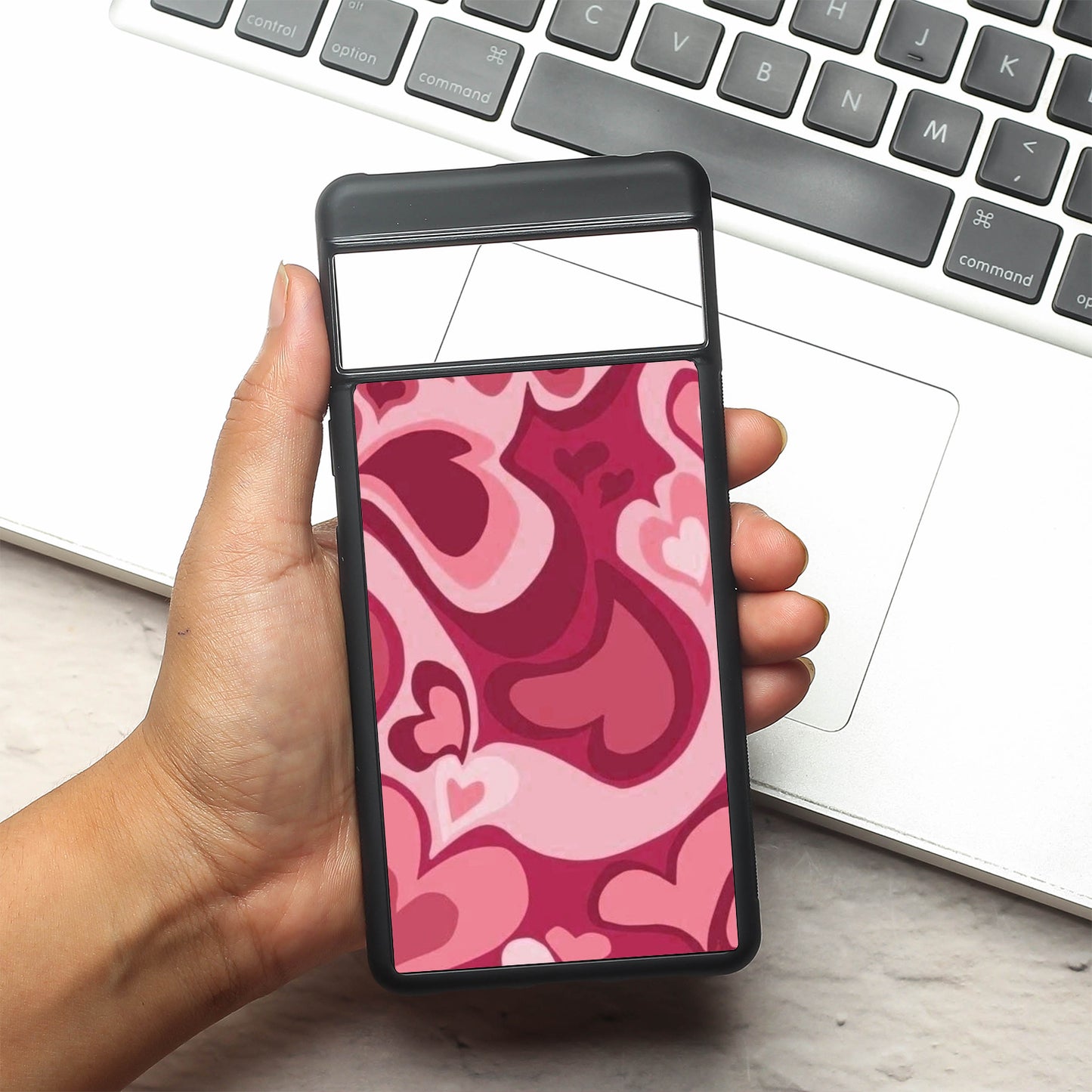 Valentine Wave Marble metal back case for Google Pixel 7a