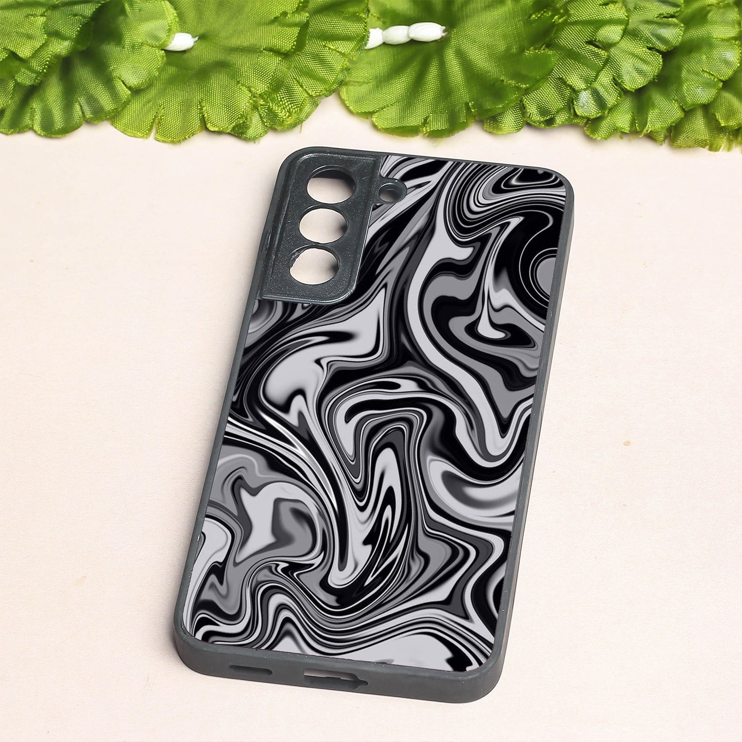Blackout Marble metal back case for Samsung S21 FE