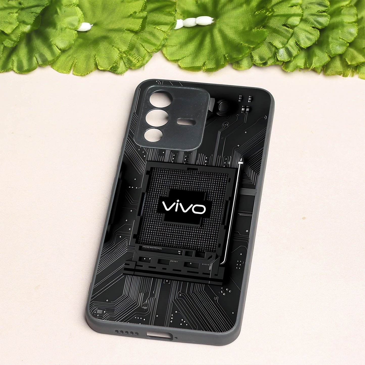 Microchip metal back case for Vivo V23