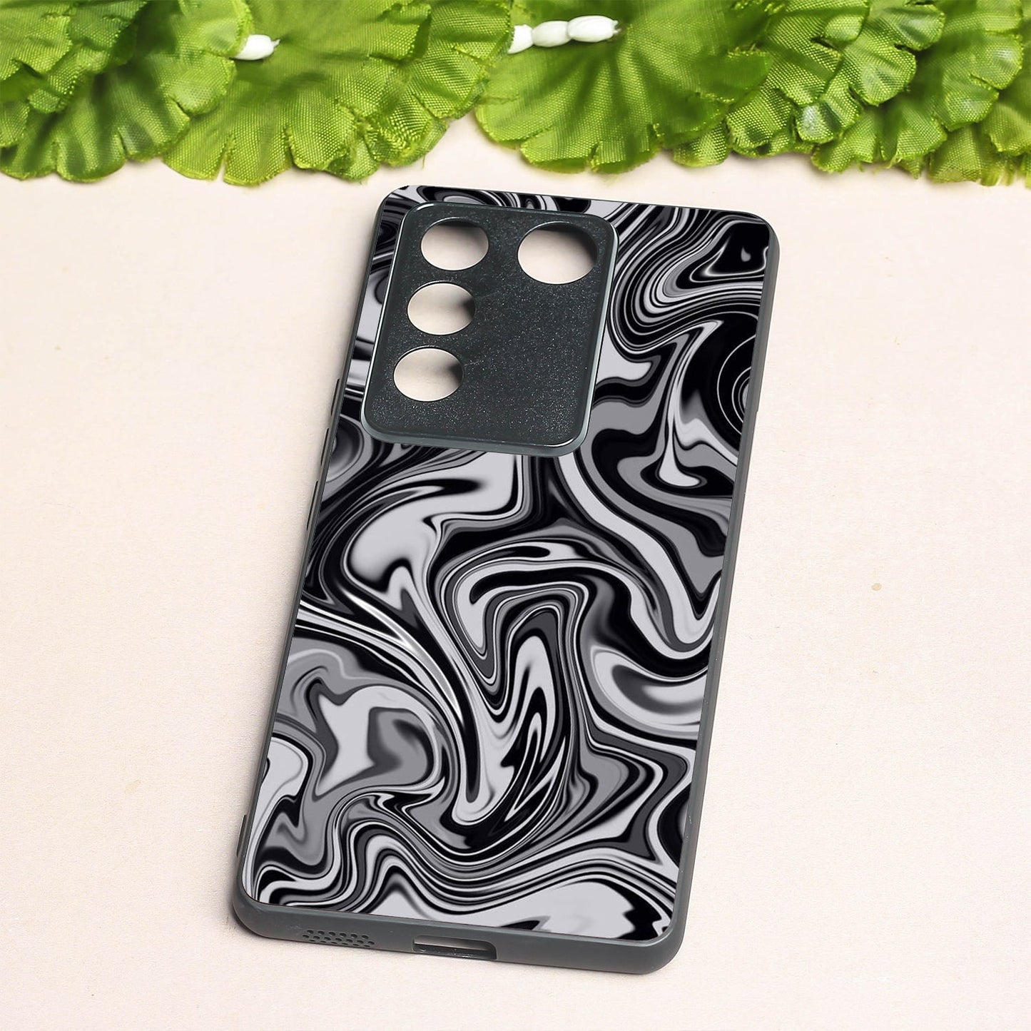 Blackout Marble metal back case for Vivo V16 Pro