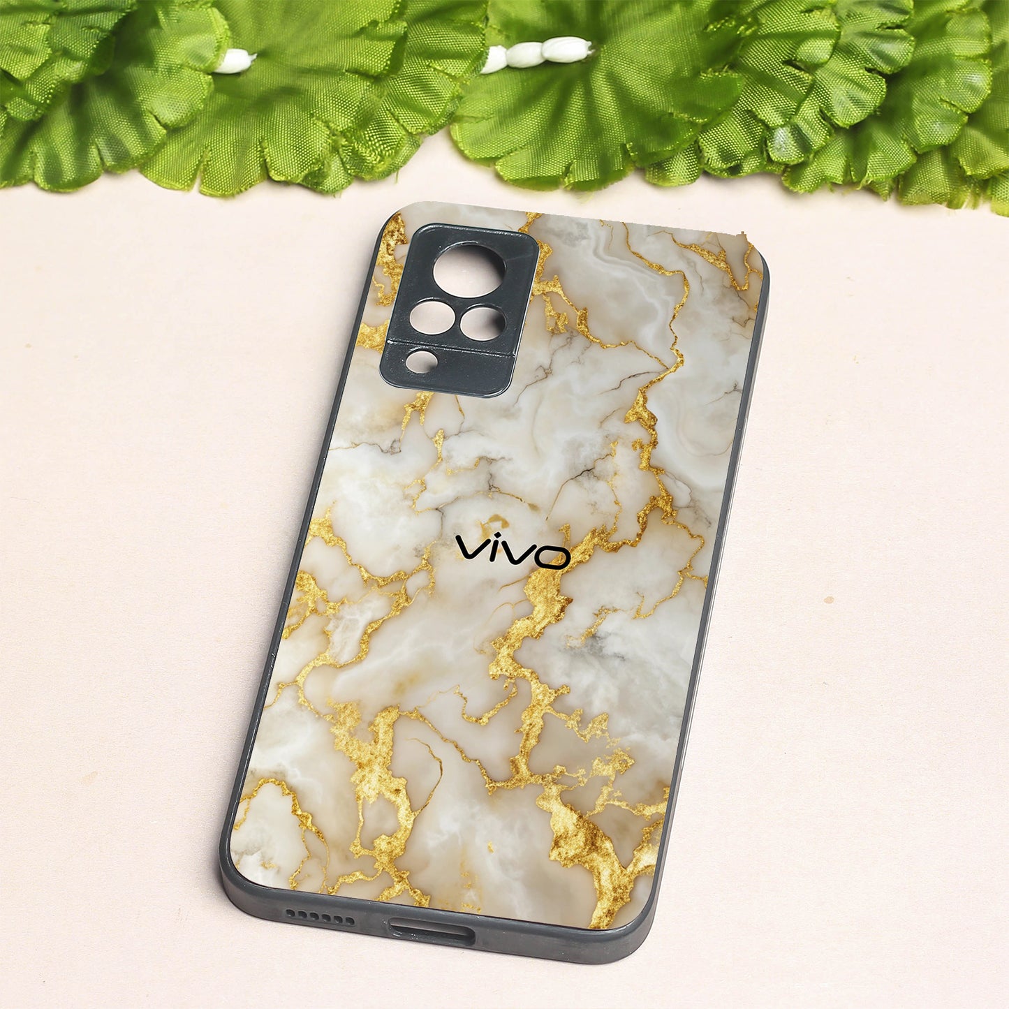 Gold Vein Glory metal back case for Vivo V21