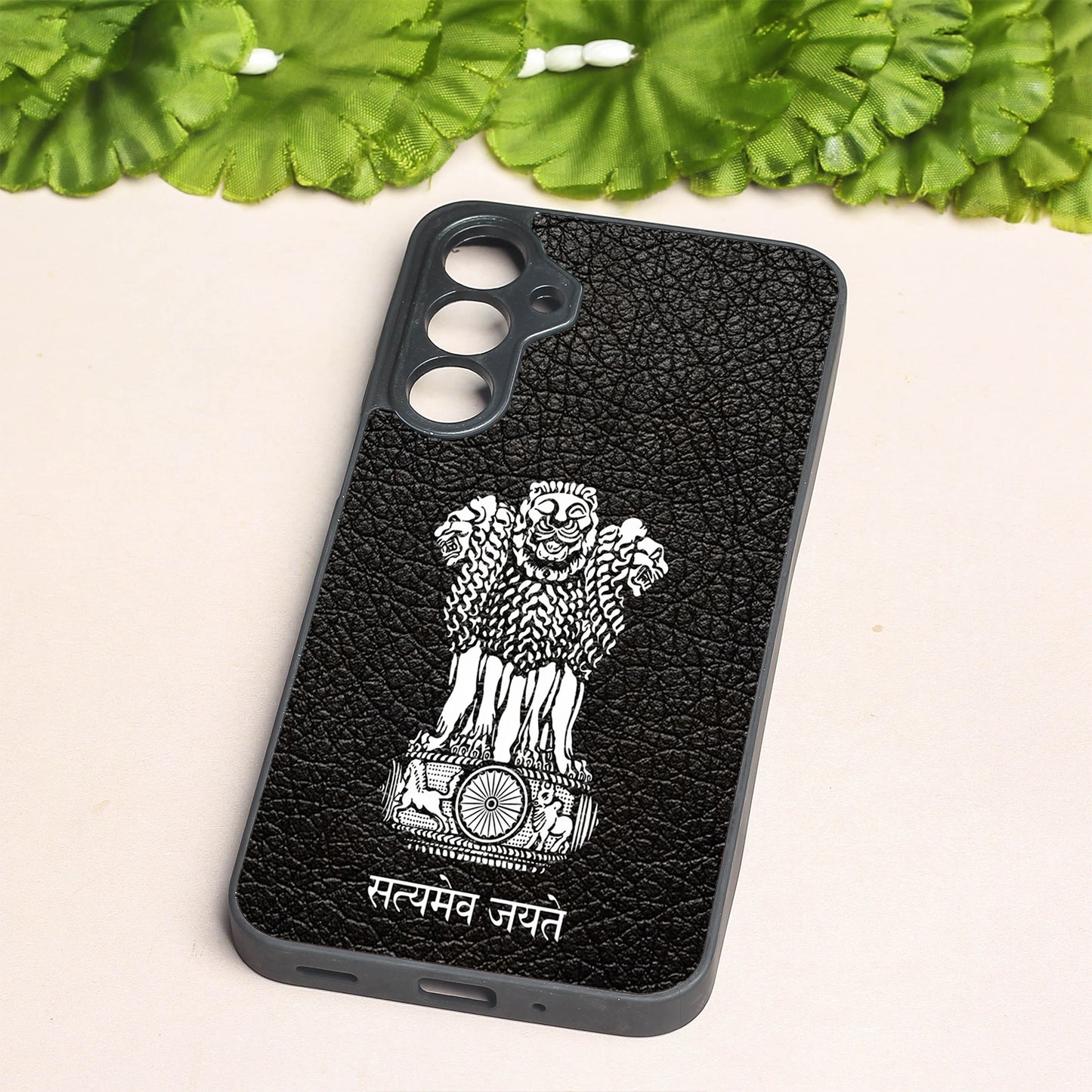 Black Satyamev Jayate metal back case for Samsung A16