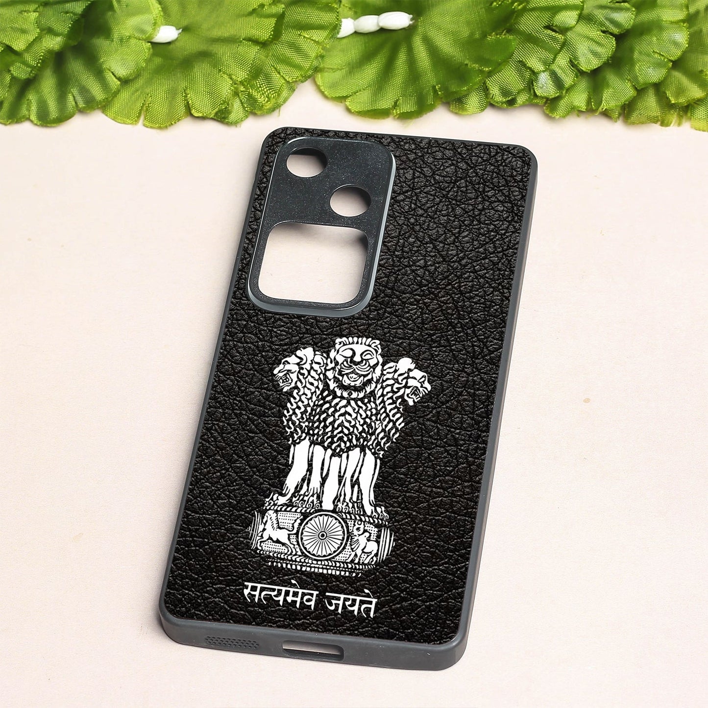 Black Satyamev Jayate metal back case for Vivo V30