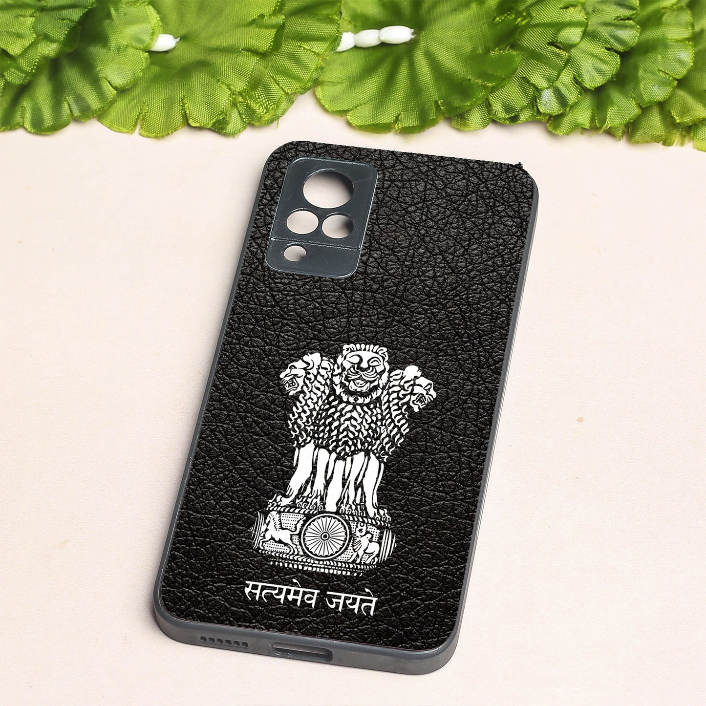 Black Satyamev Jayate metal back case for Vivo V21
