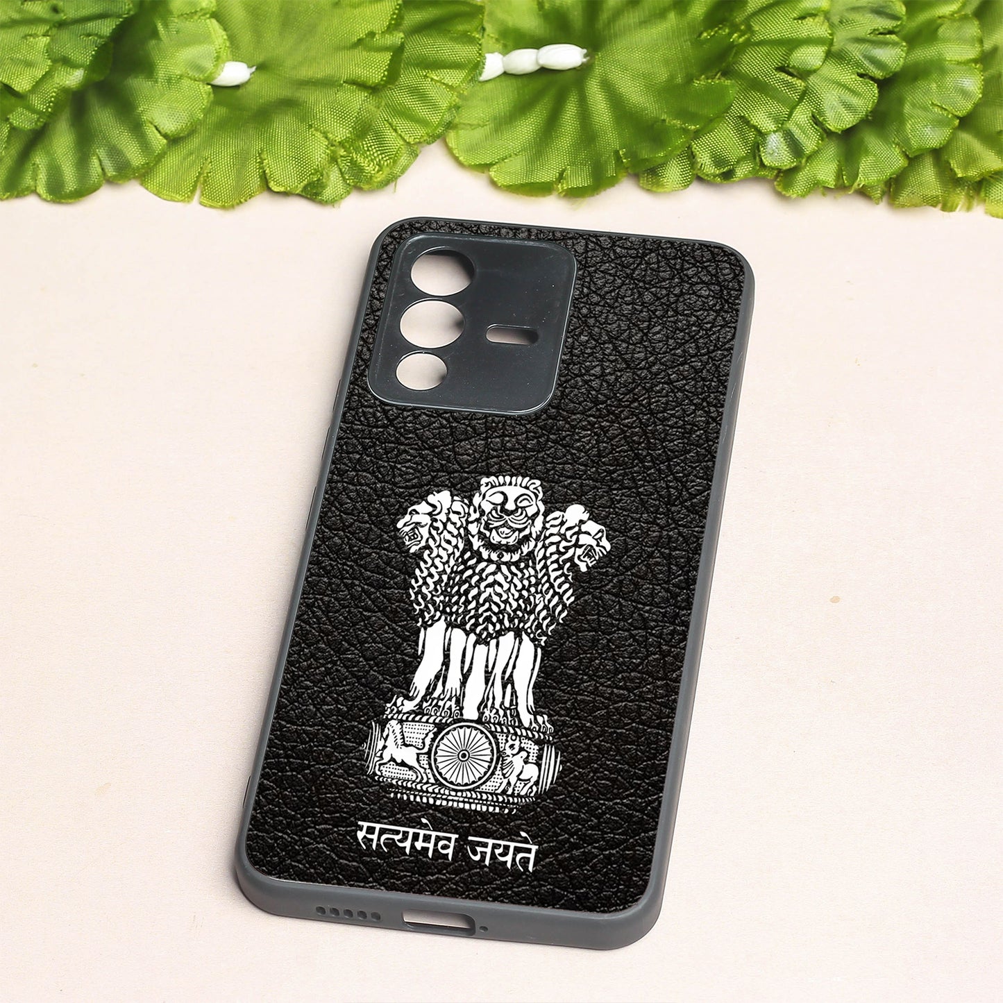 Black Satyamev Jayate metal back case for Vivo V23