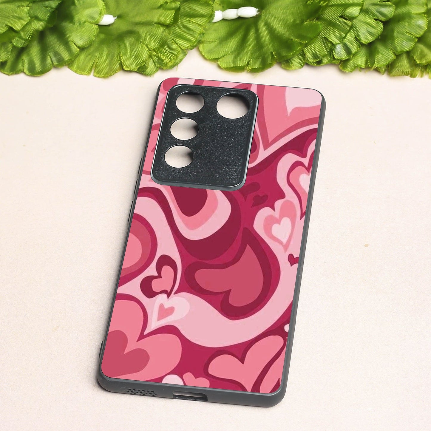 Valentine Wave Marble metal back case for Vivo V27