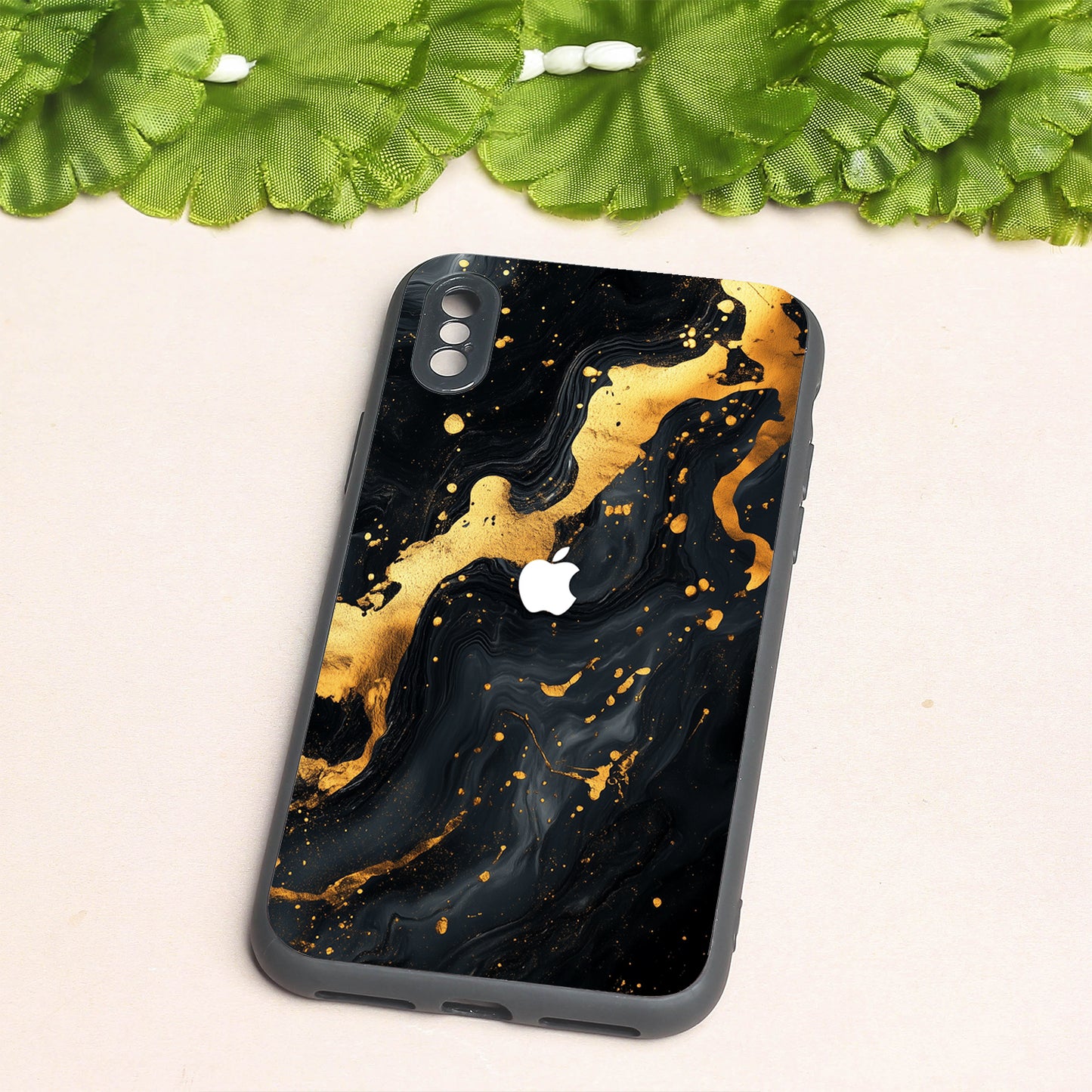 Black Gold Blaze metal back case for Apple Iphone X/XS