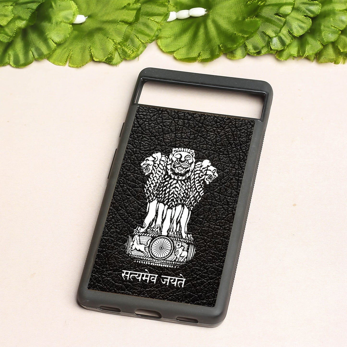 Black Satyamev Jayate metal back case for Google Pixel 6a
