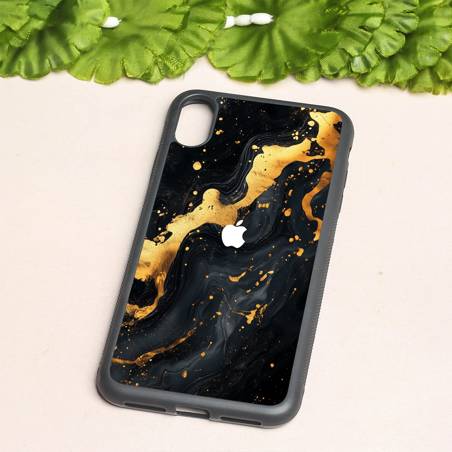 Black Gold Blaze metal back case for Apple Iphone Xs Max