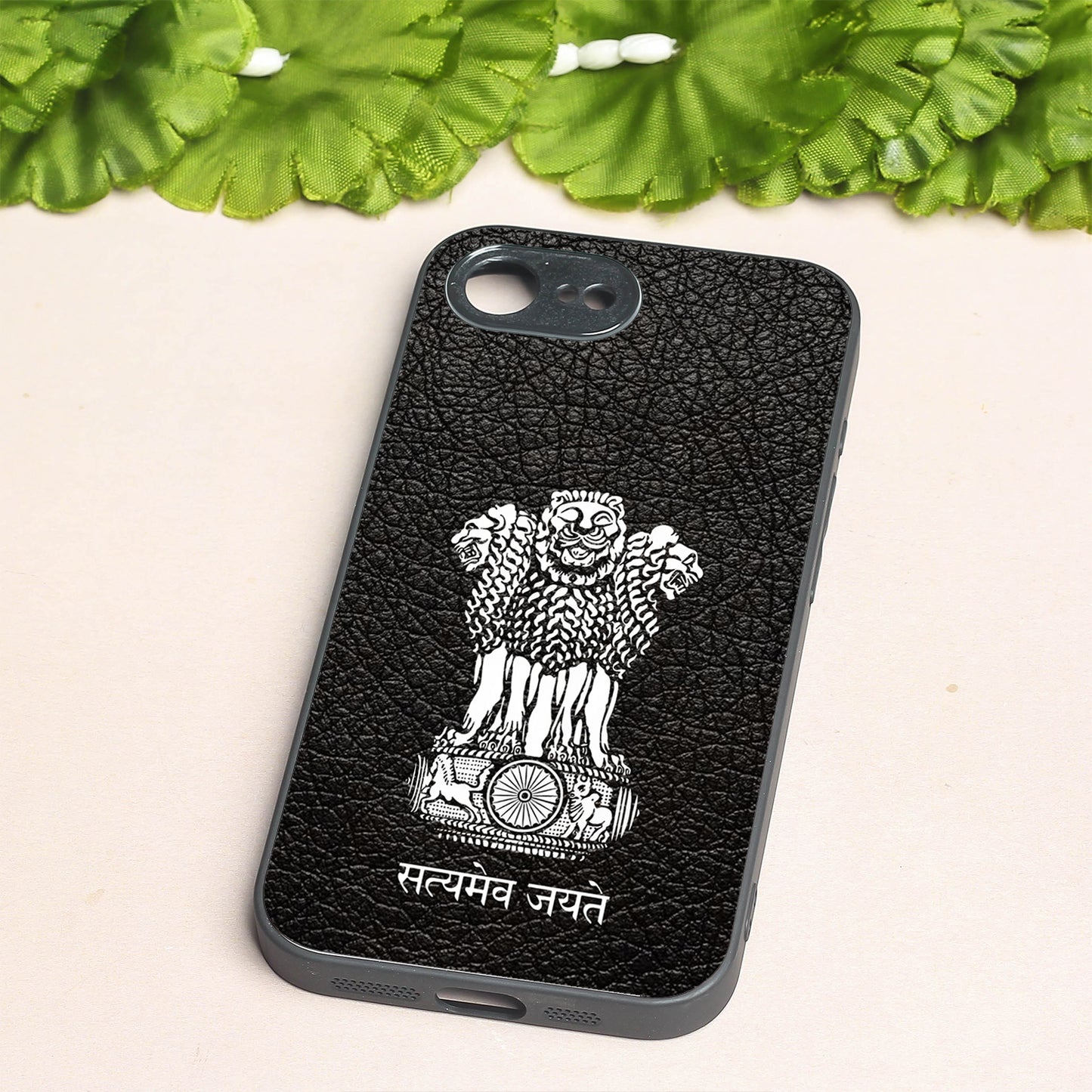 Black Satyamev Jayate metal back case for Apple Iphone 16e