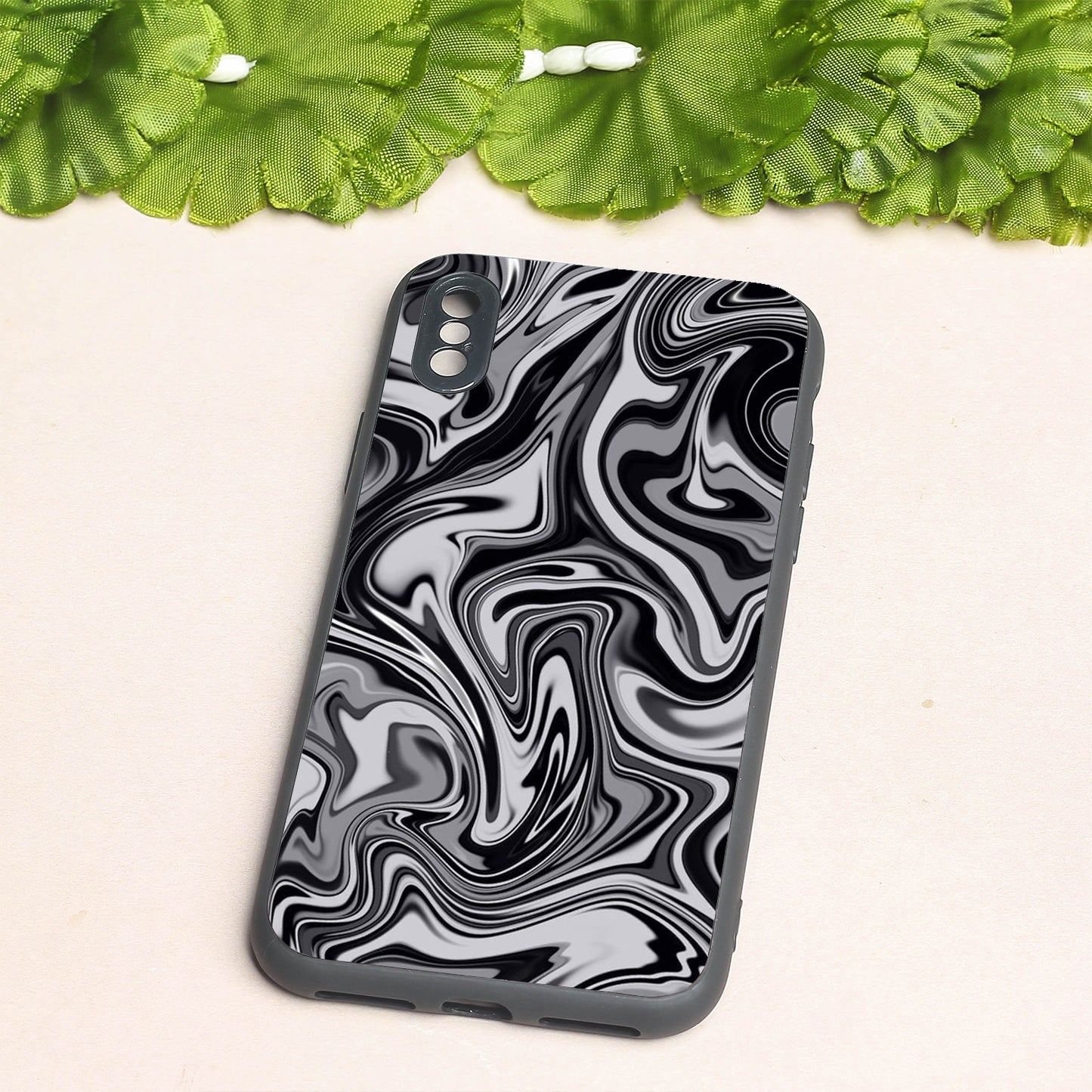 Blackout Marble metal back case for Apple Iphone X/XS