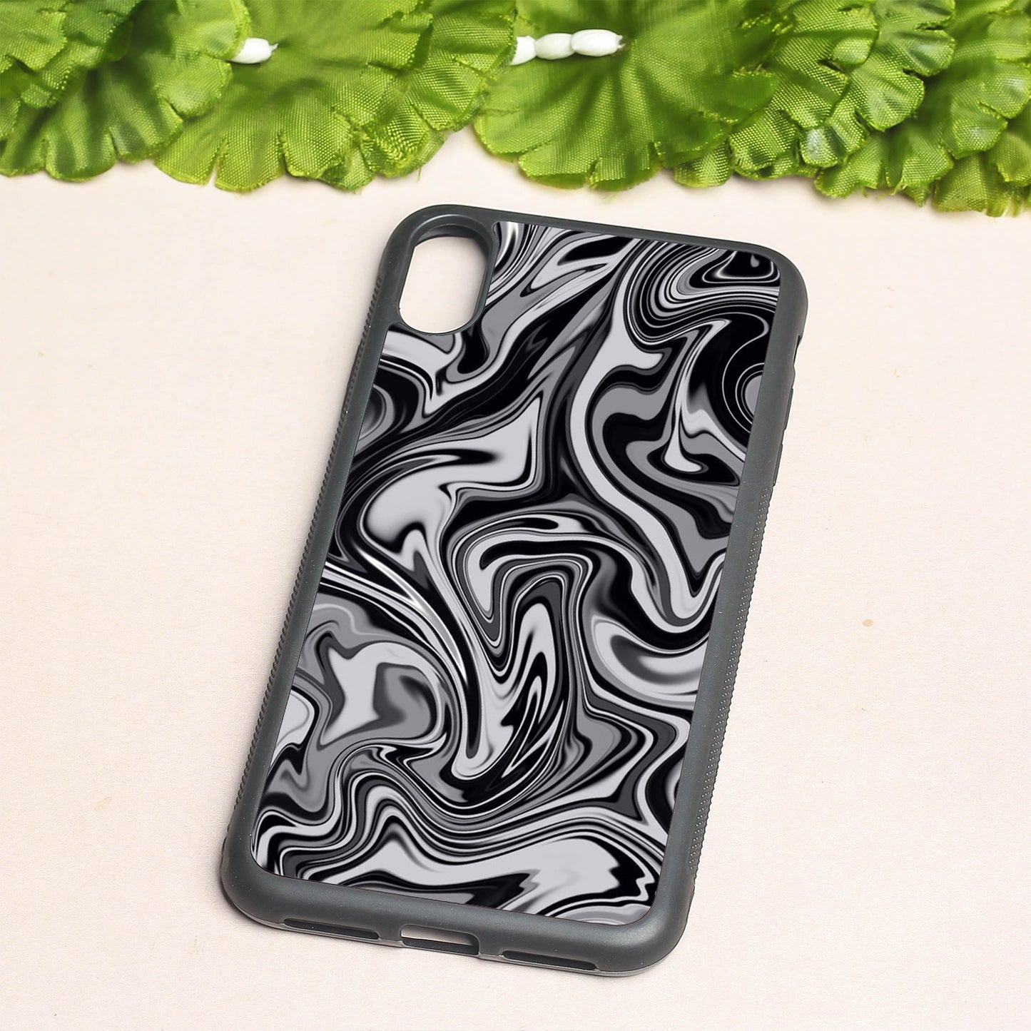 Blackout Marble metal back case for Apple Iphone Xs Max