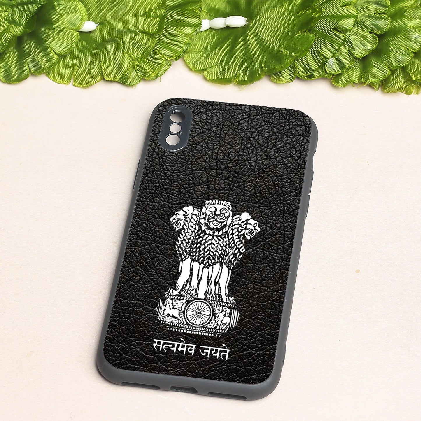 Black Satyamev Jayate metal back case for Apple Iphone X/XS