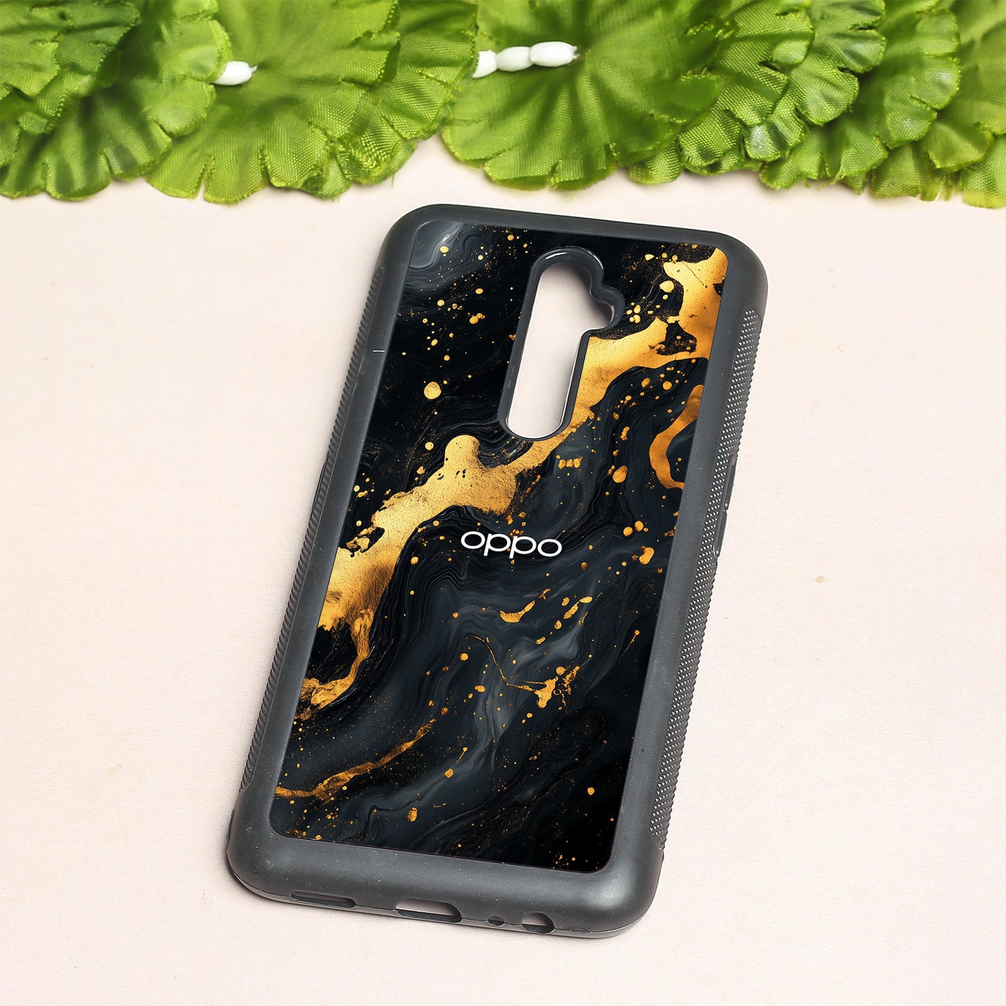 Black Gold Blaze metal back case for Oppo Reno2 F