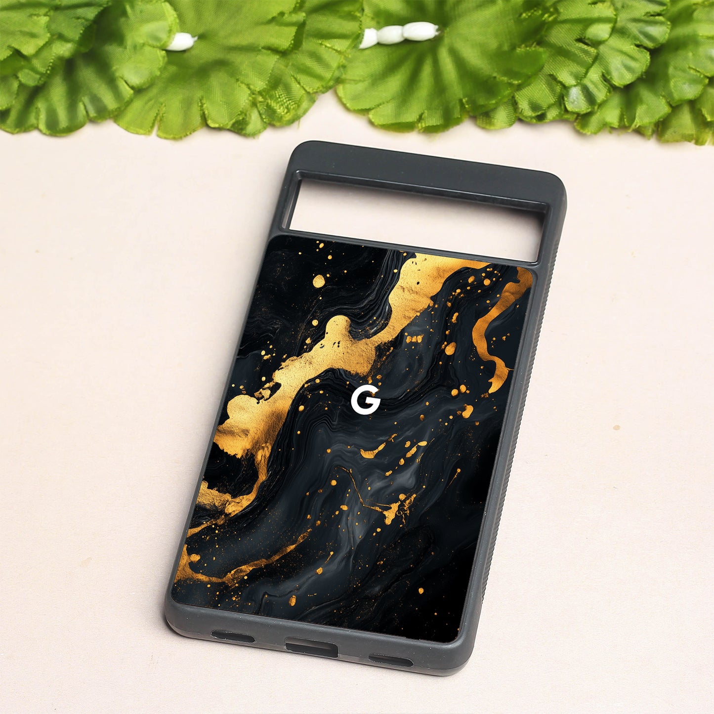 Black Gold Blaze metal back case for Google Pixel 7