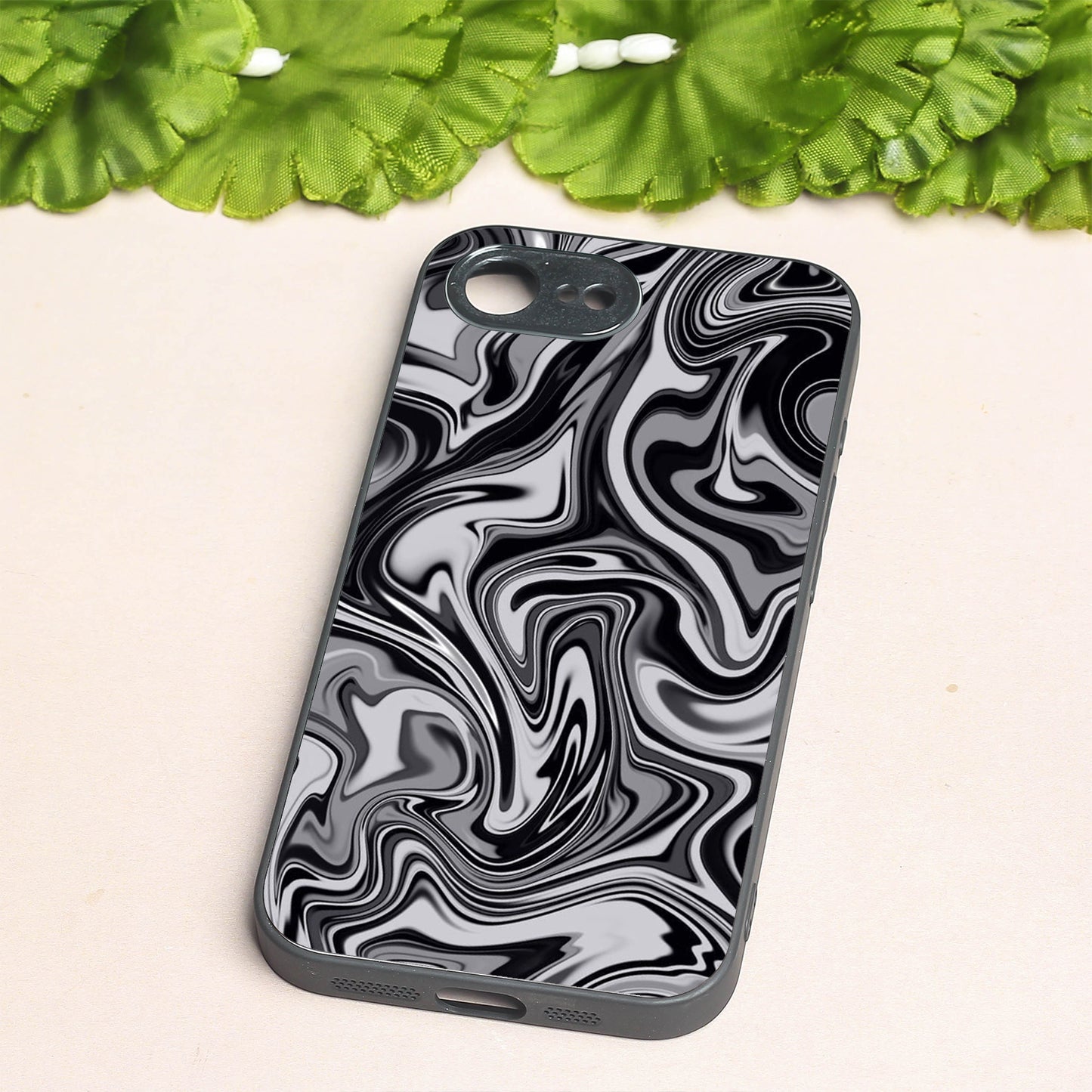 Blackout Marble metal back case for Apple Iphone 16e