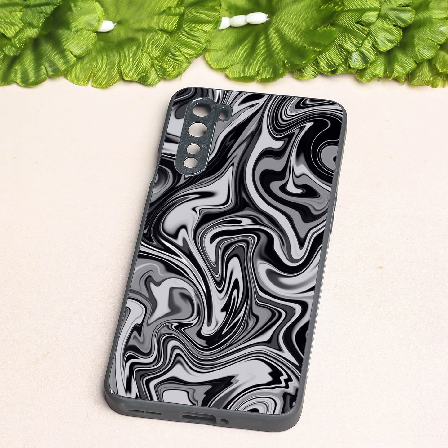 Blackout Marble metal back case for Oneplus Nord