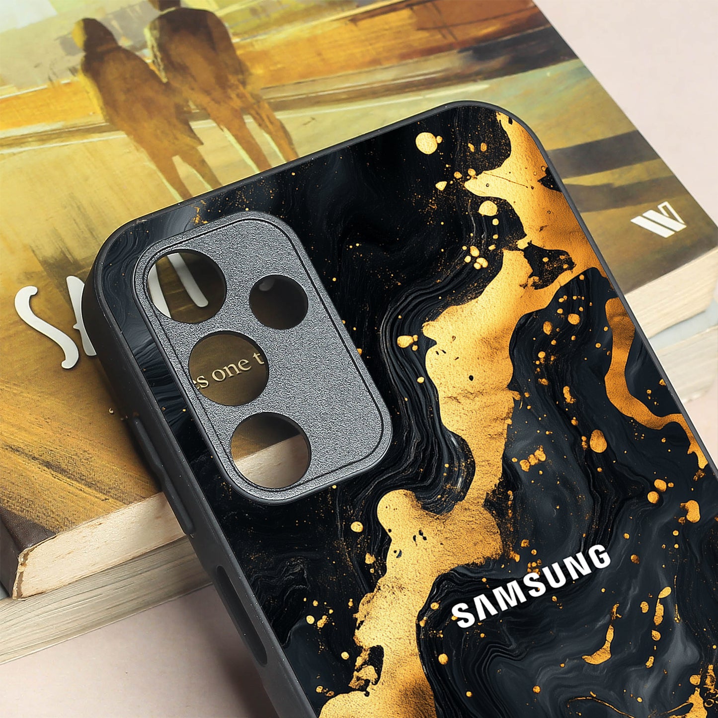 Black Gold Blaze metal back case for Samsung A15