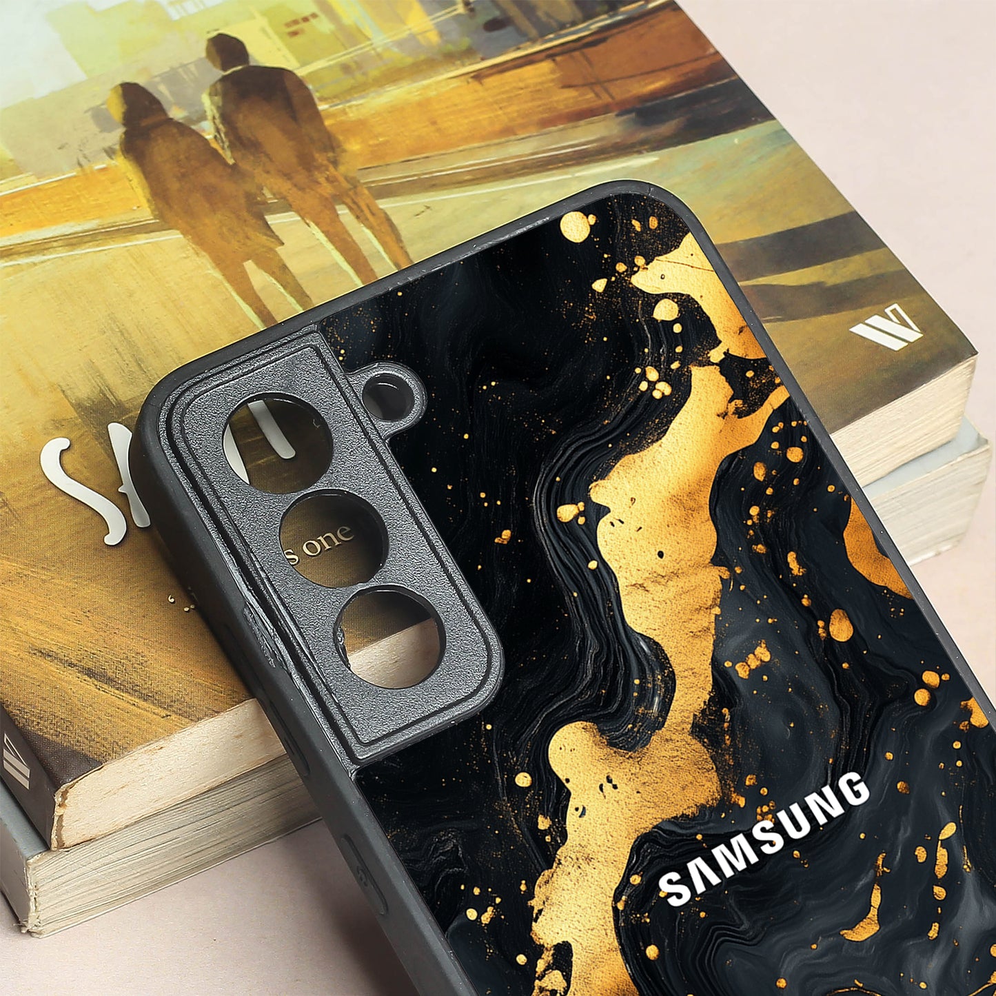 Black Gold Blaze metal back case for Samsung S21 FE