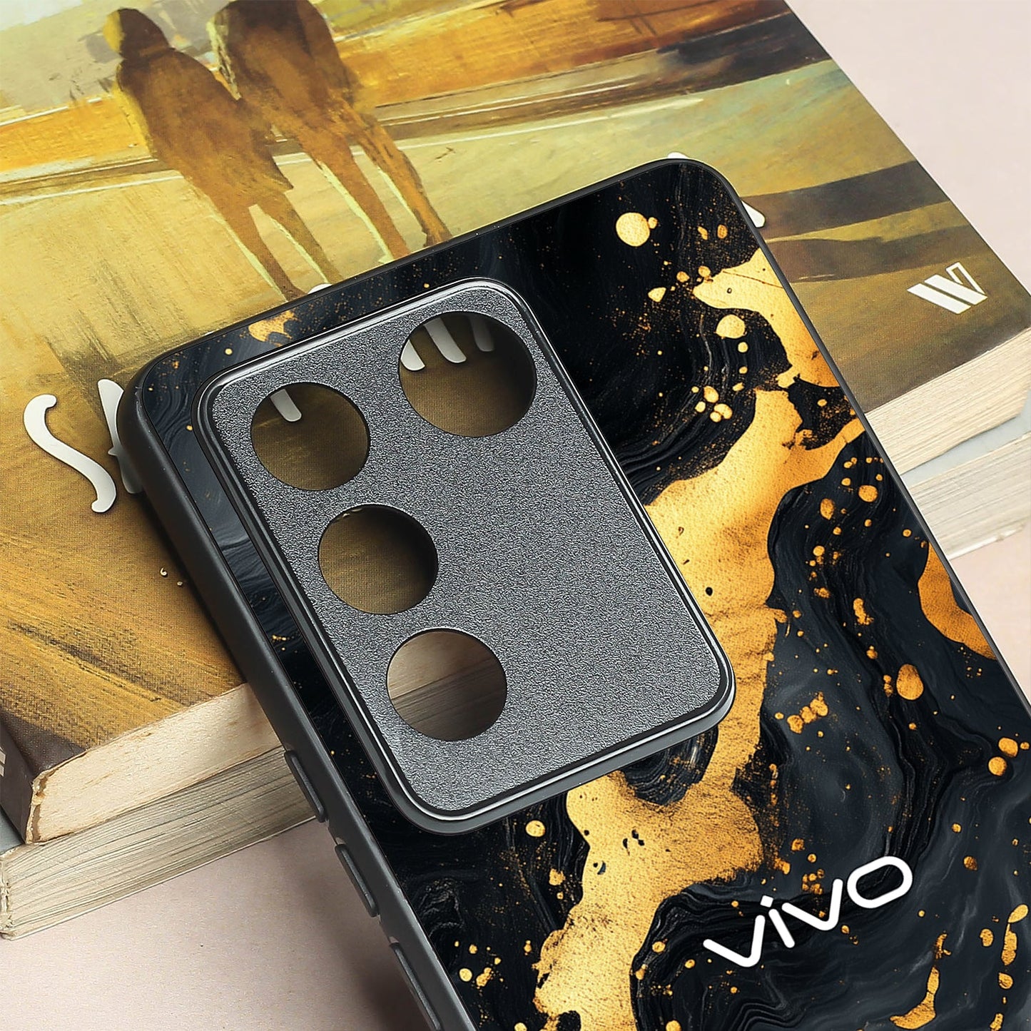 Black Gold Blaze metal back case for Vivo V27