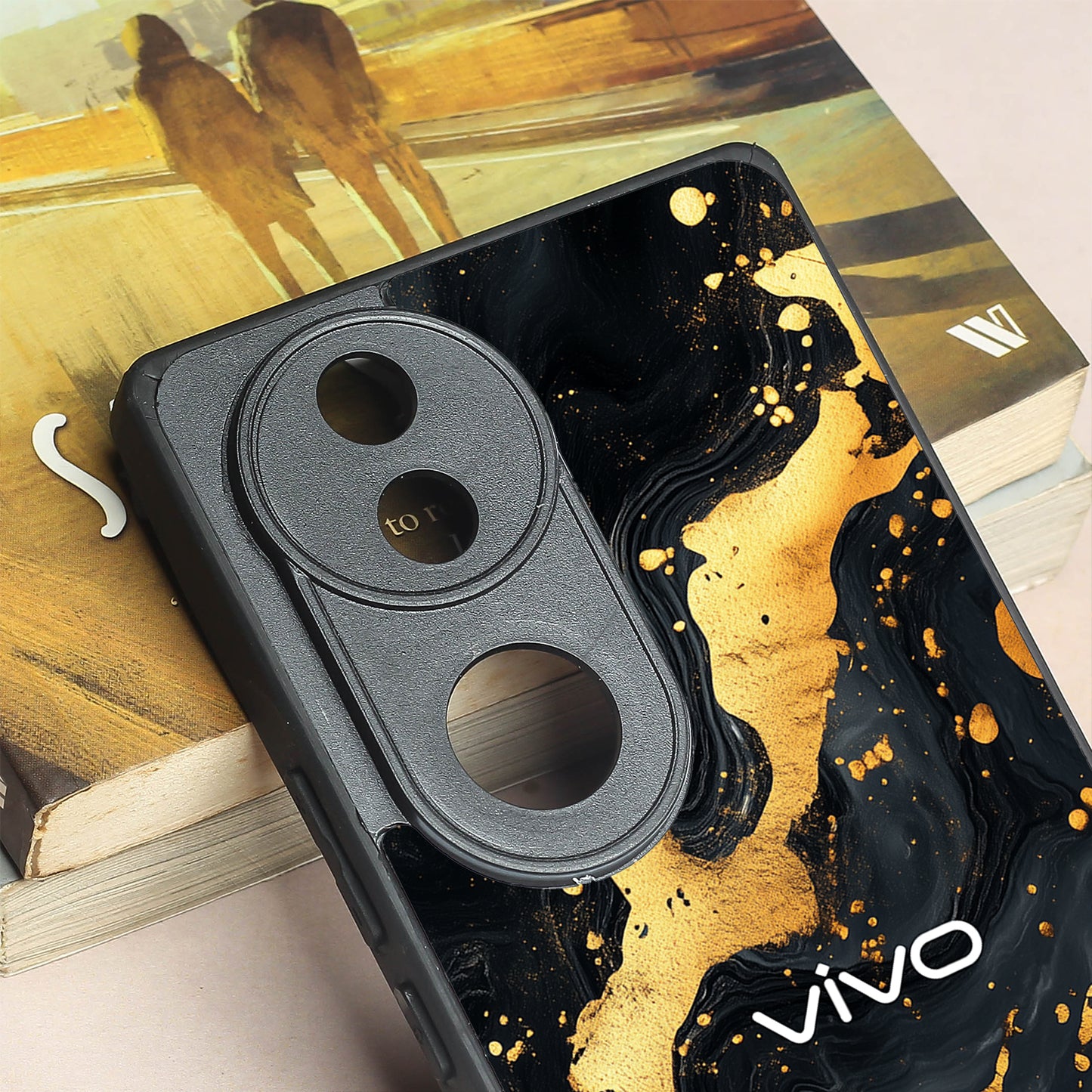 Black Gold Blaze metal back case for Vivo V50
