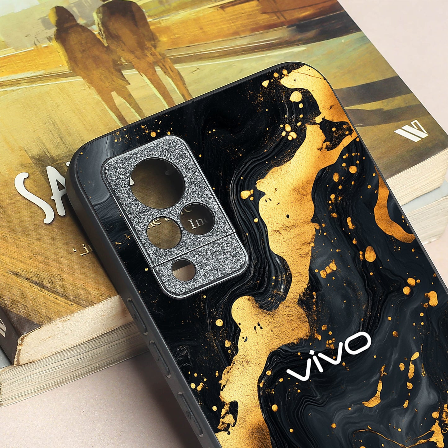 Black Gold Blaze metal back case for Vivo V21