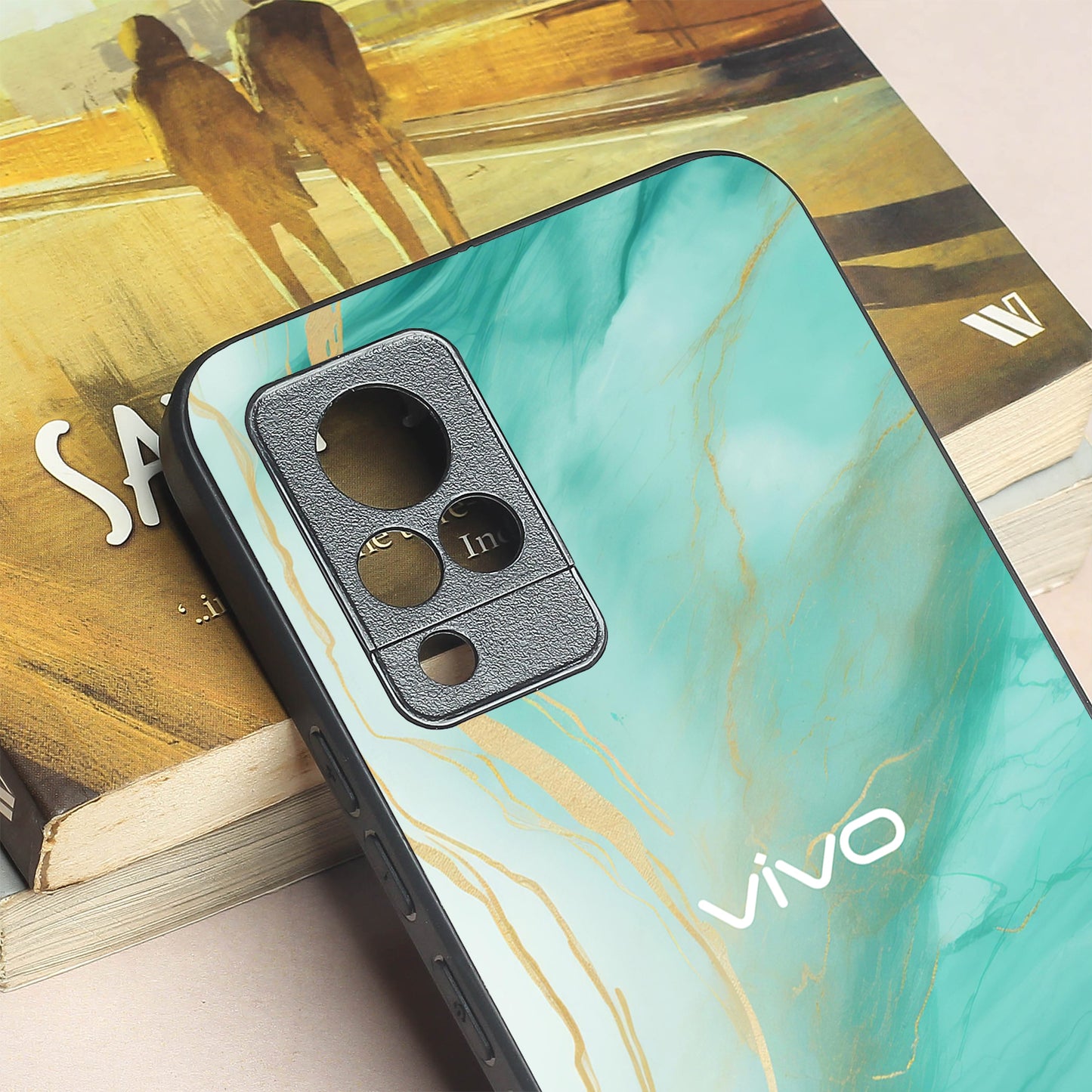 Green Luxe Marble metal back case for Vivo V21