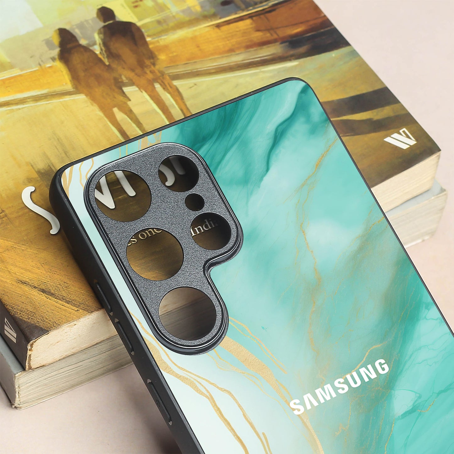 Green Luxe Marble metal back case for Samsung S25 Ultra