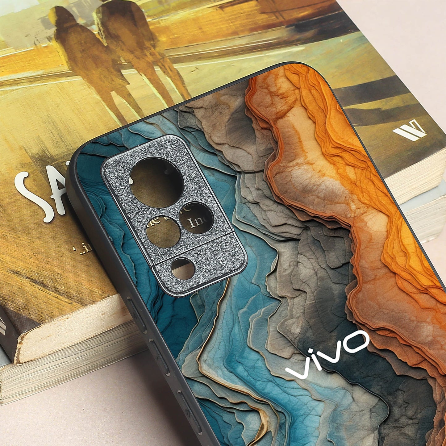Layered Marble metal back case for Vivo V21