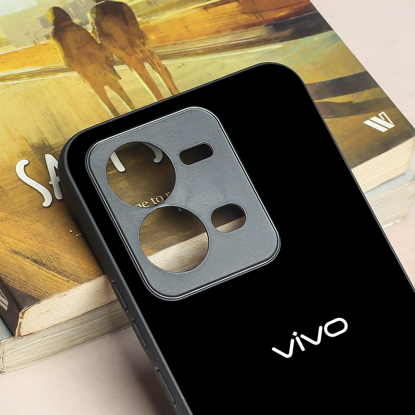 Black metal back case for Vivo V25