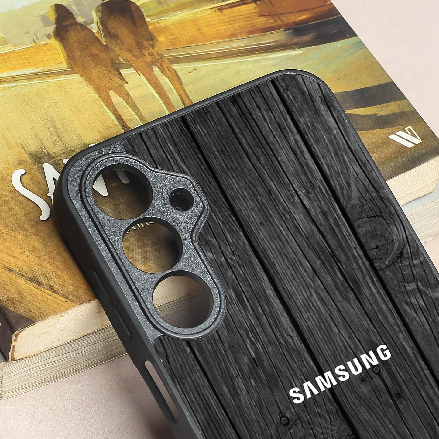 Dark Wood metal back case for Samsung A16