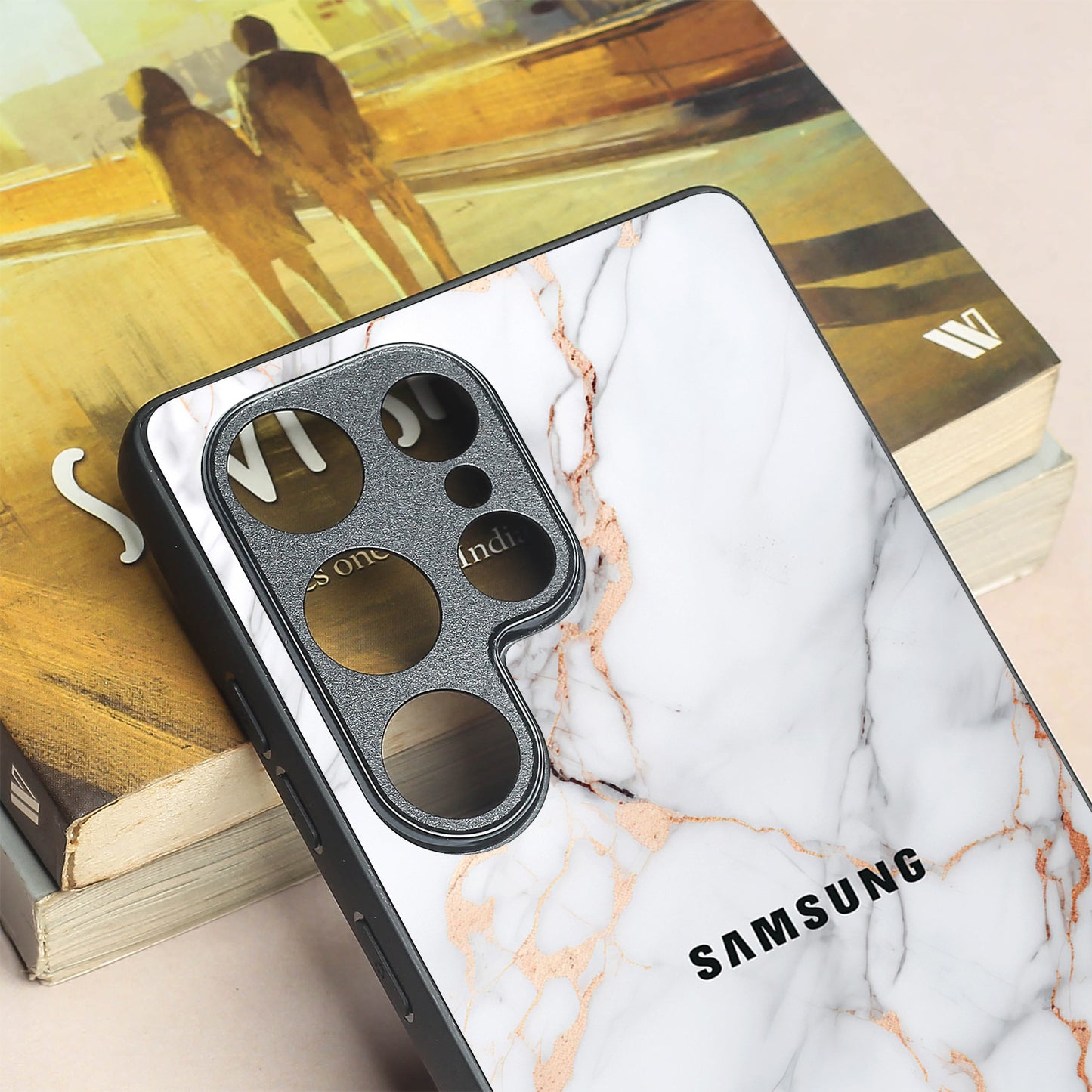 Copper Luxe Marble metal back case for Samsung S25 Ultra