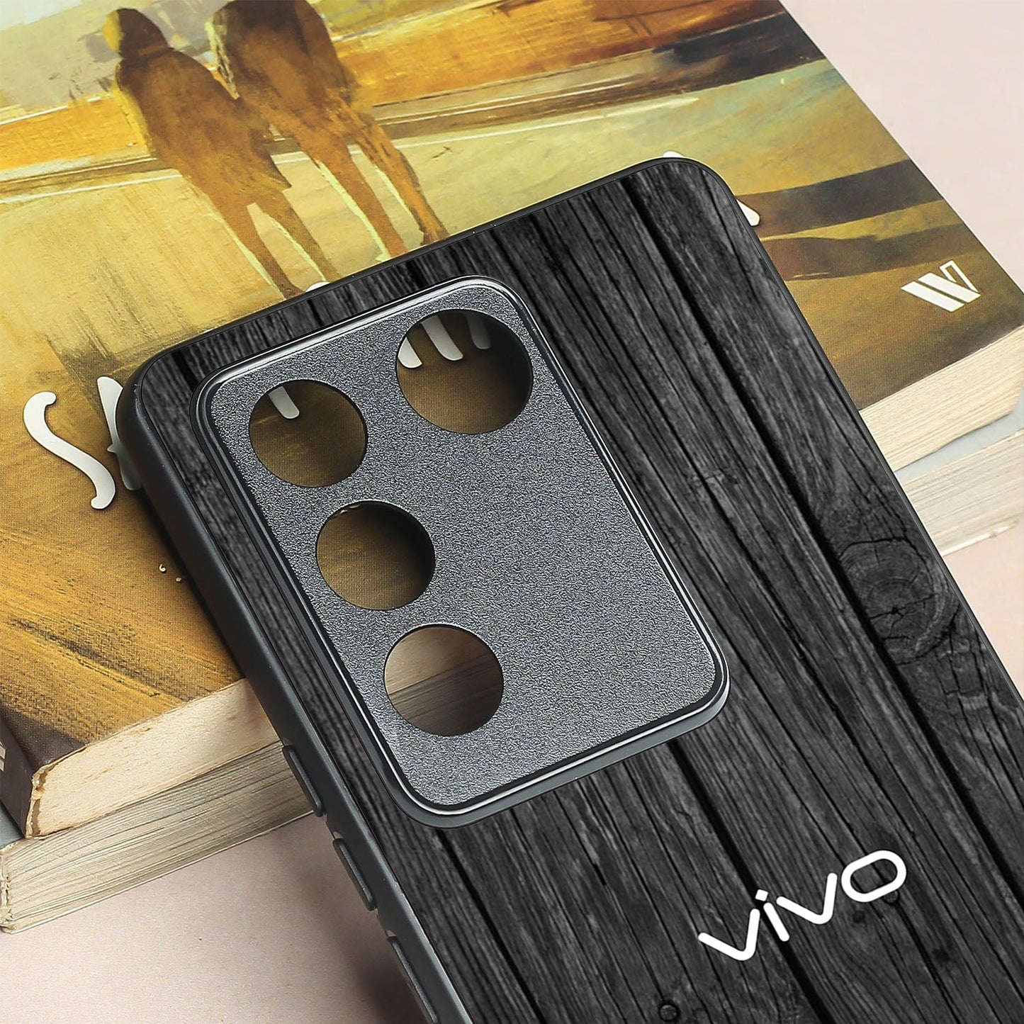 Dark Wood metal back case for Vivo V16 Pro
