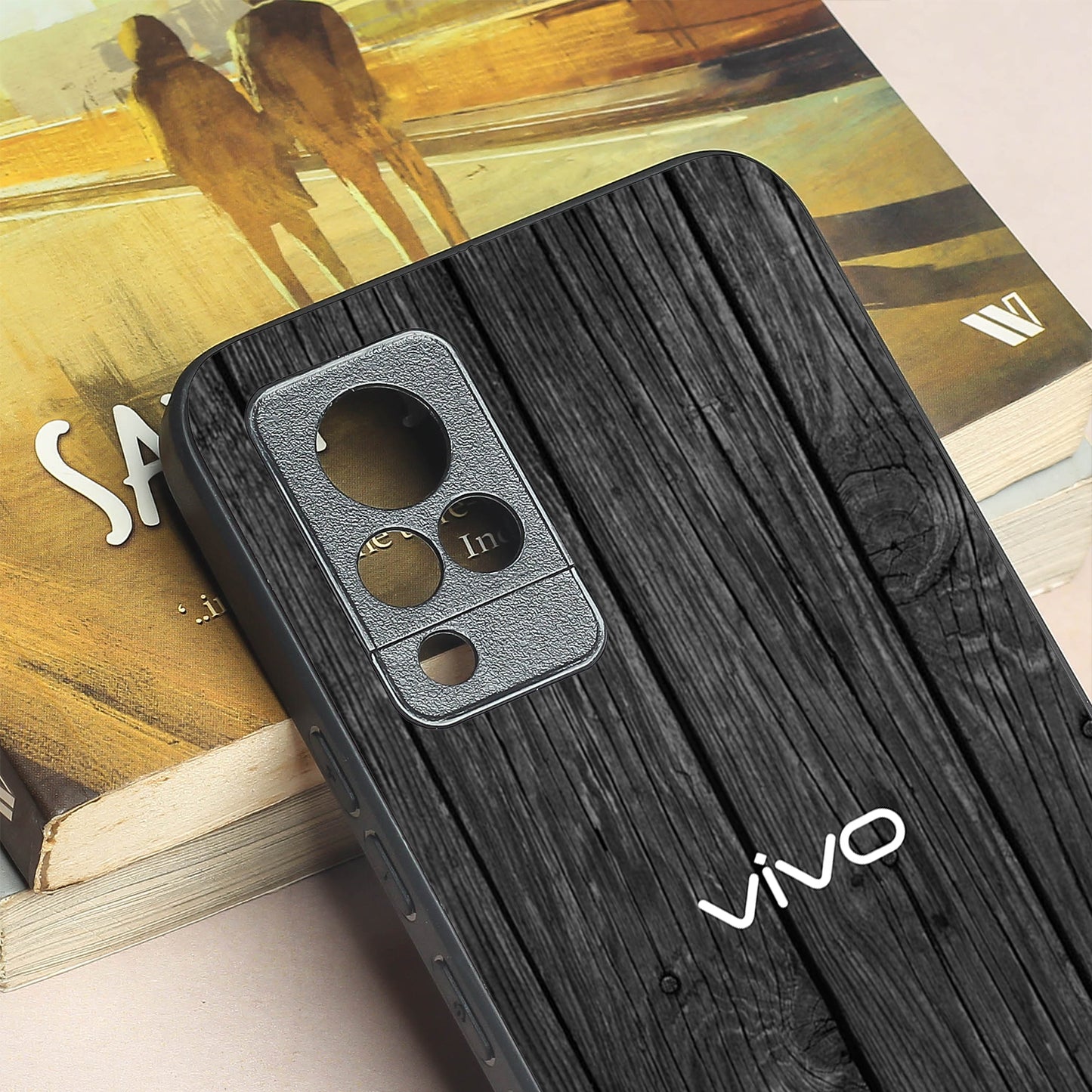 Dark Wood metal back case for Vivo V21