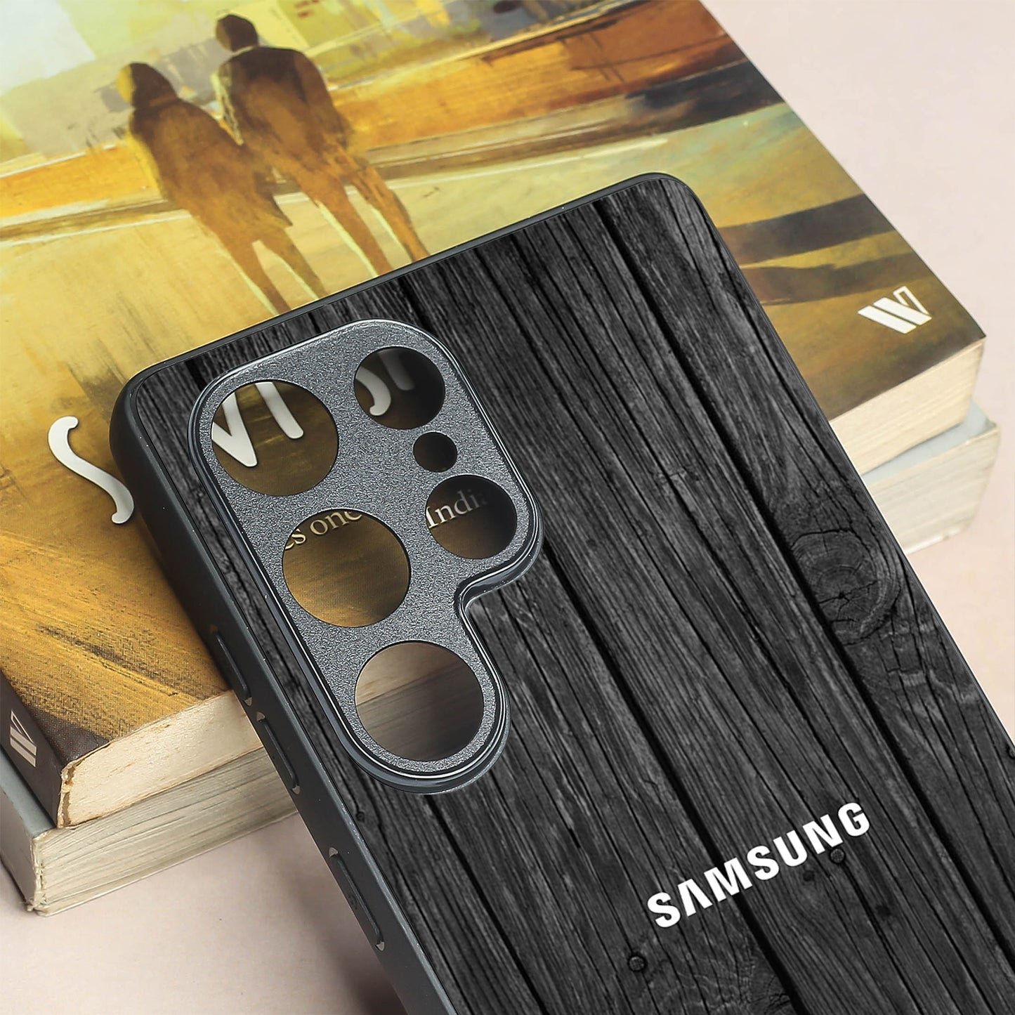 Dark Wood metal back case for Samsung S25 Ultra