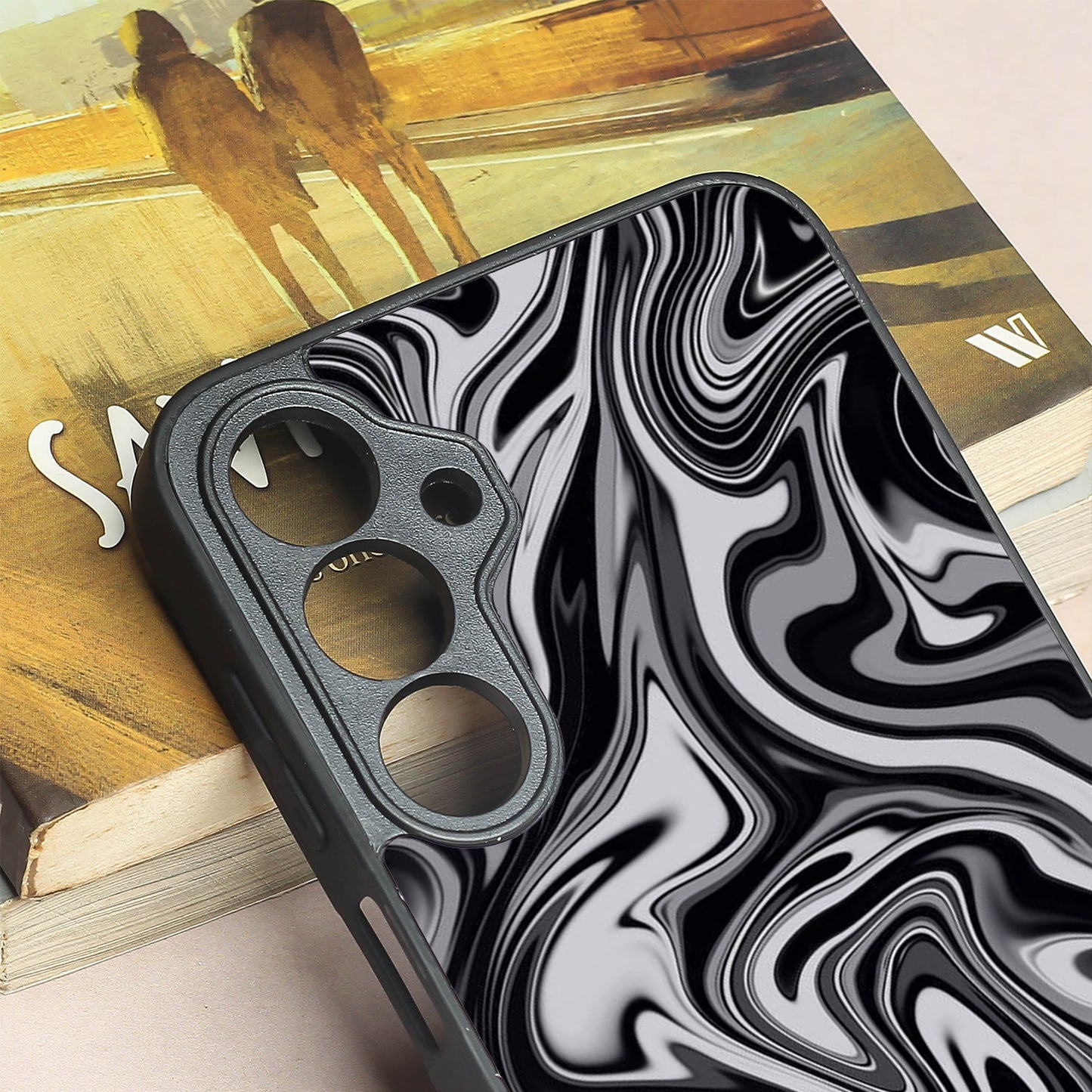 Blackout Marble metal back case for Samsung A16