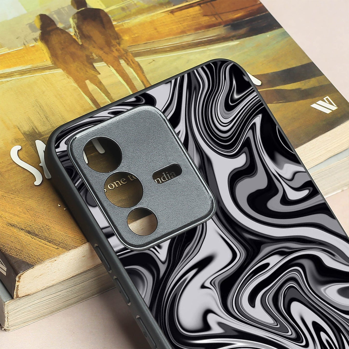 Blackout Marble metal back case for Vivo V23