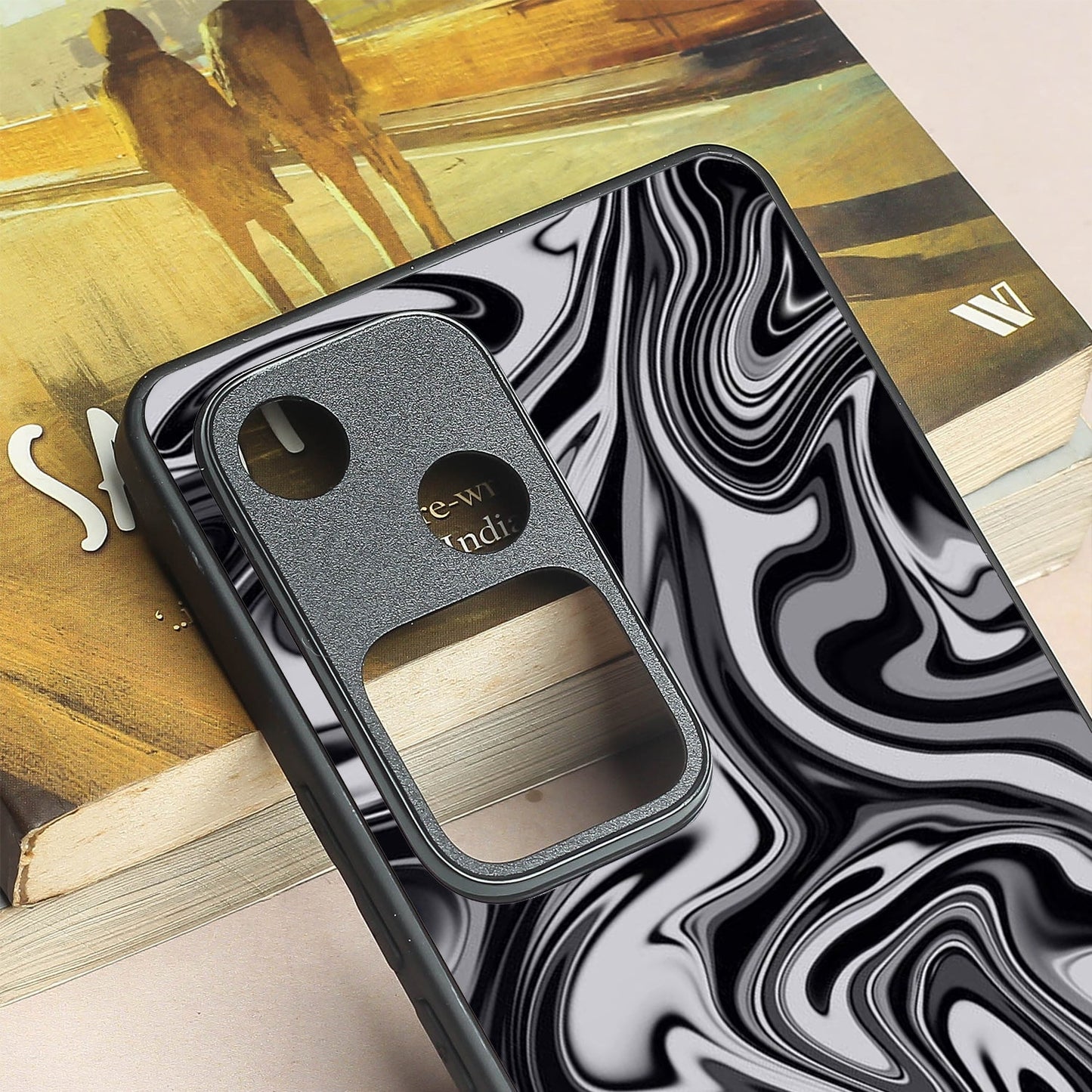 Blackout Marble metal back case for Vivo V30