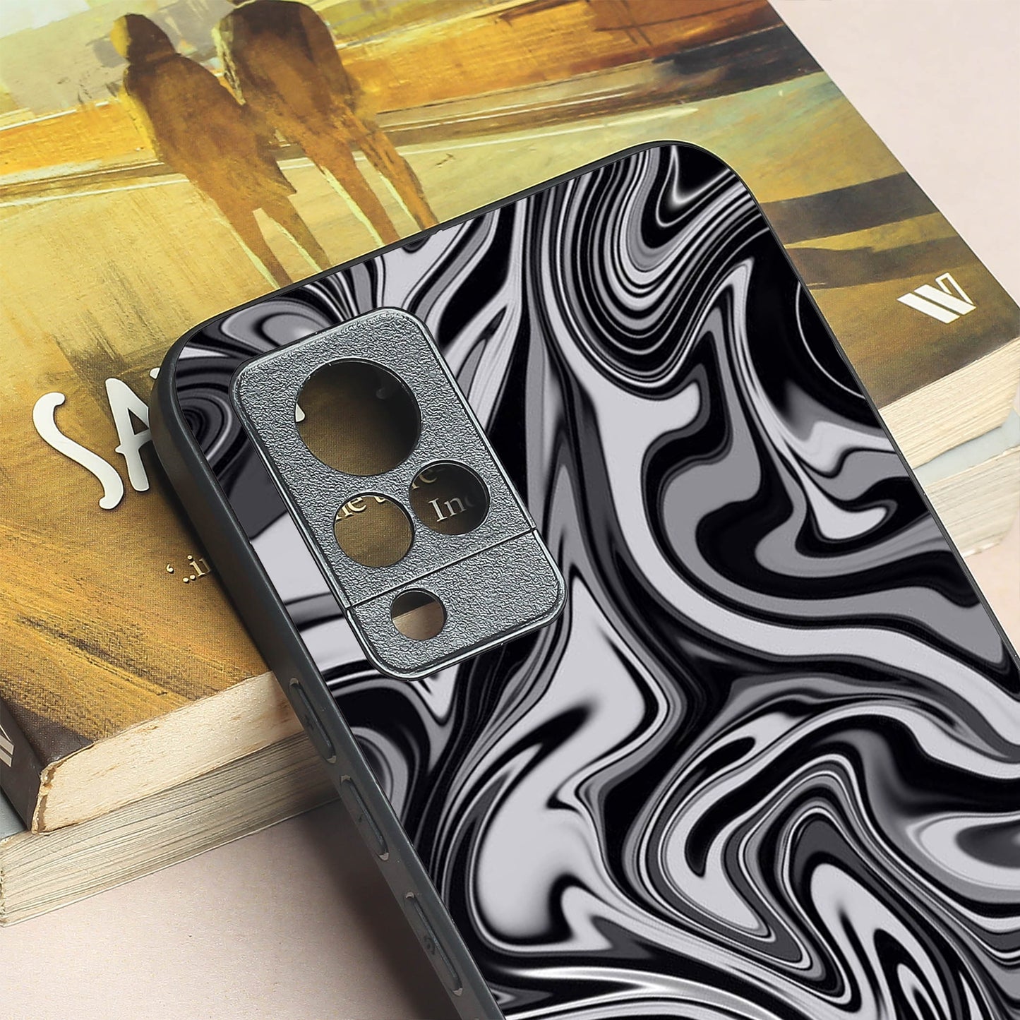 Blackout Marble metal back case for Vivo V21