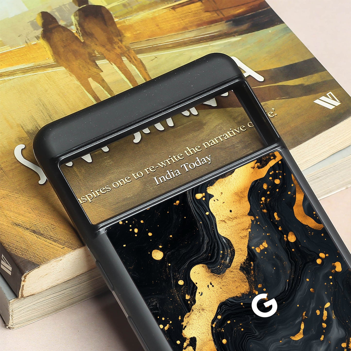 Black Gold Blaze metal back case for Google Pixel 7a