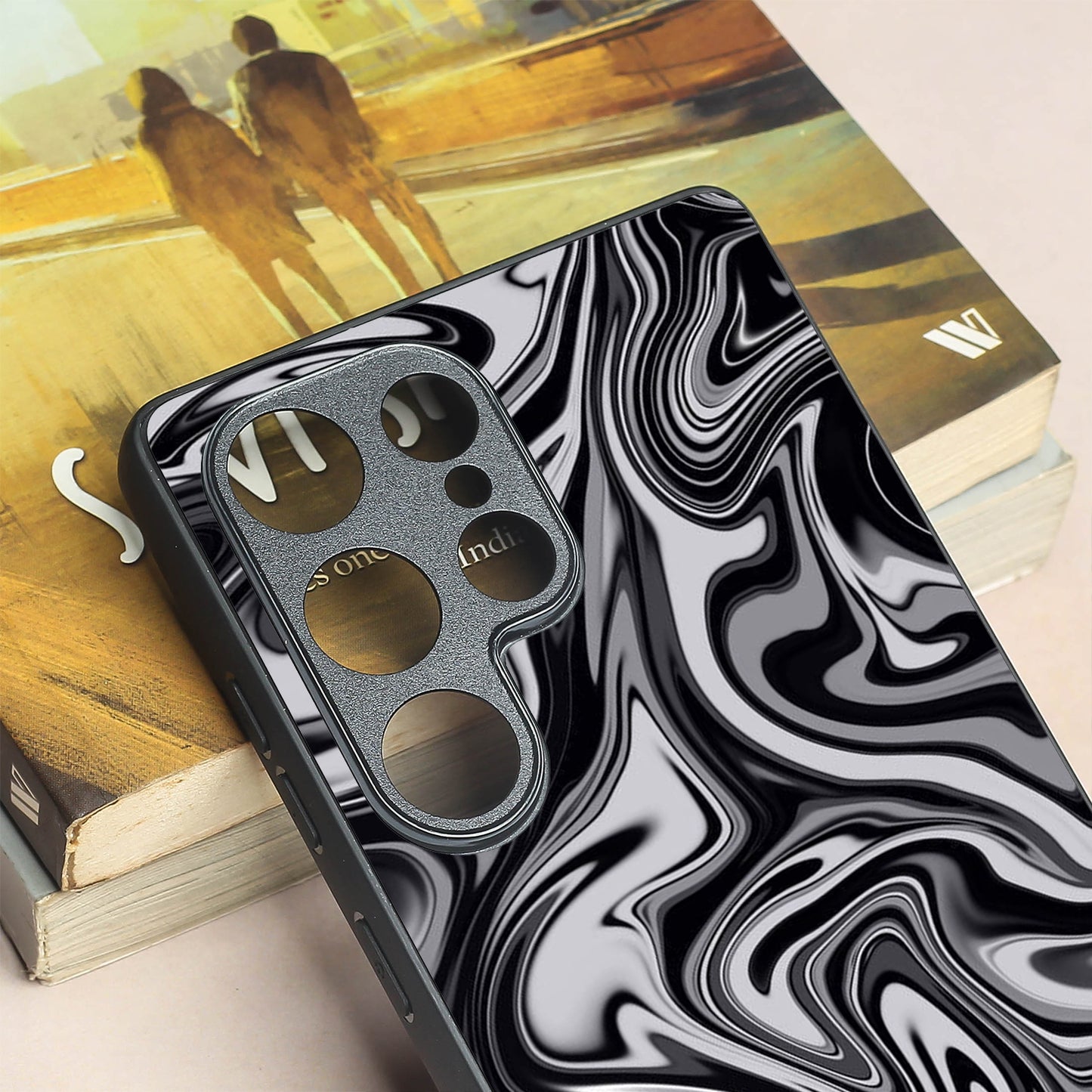 Blackout Marble metal back case for Samsung S25 Ultra