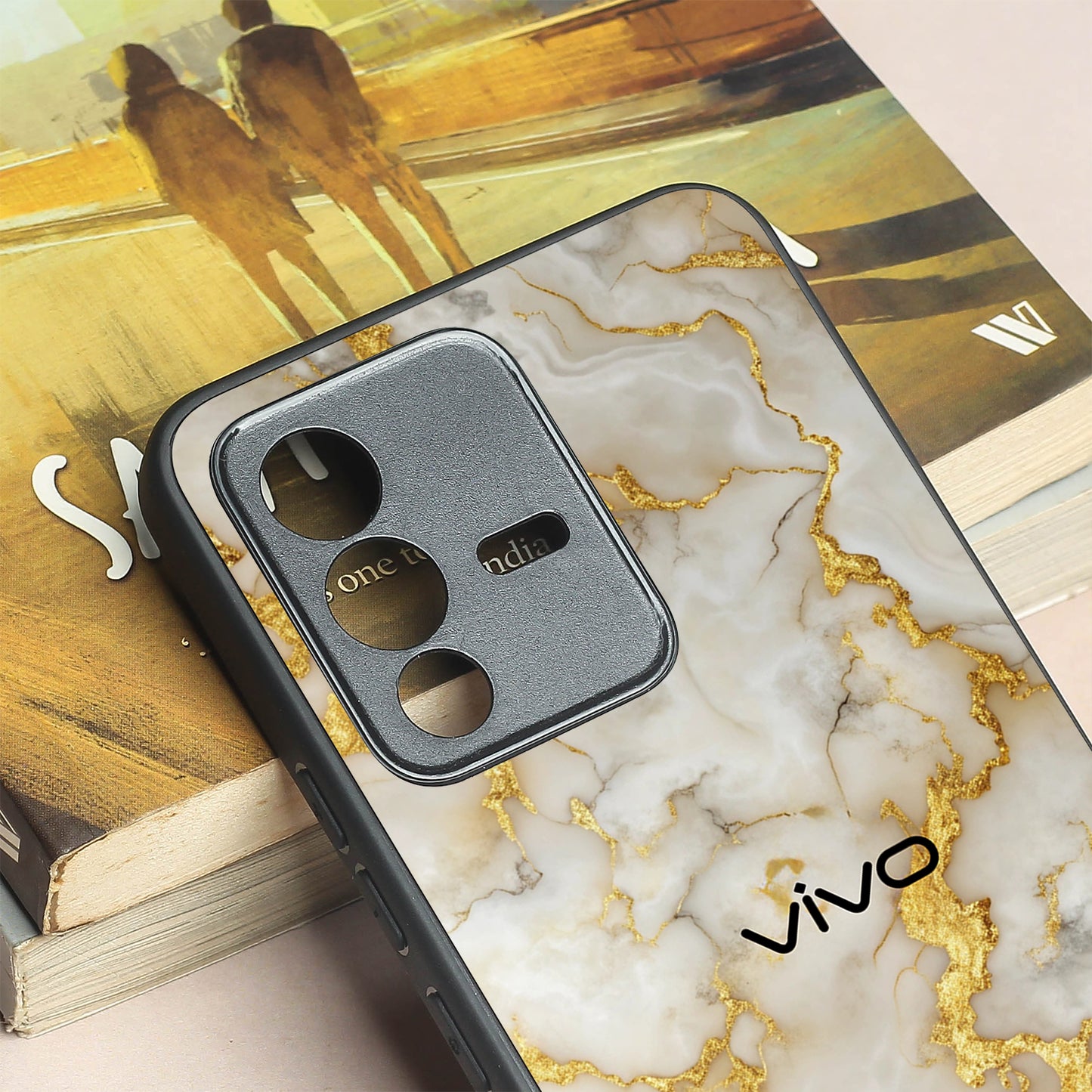 Gold Vein Glory metal back case for Vivo V23