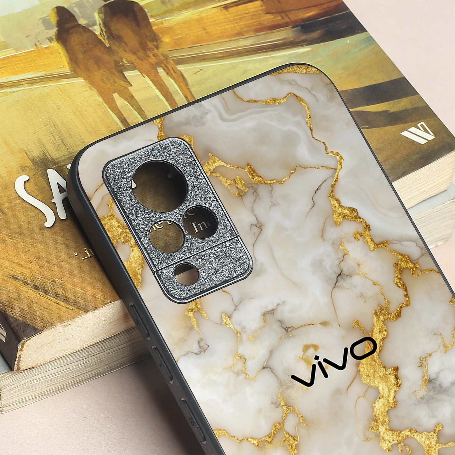 Gold Vein Glory metal back case for Vivo V21