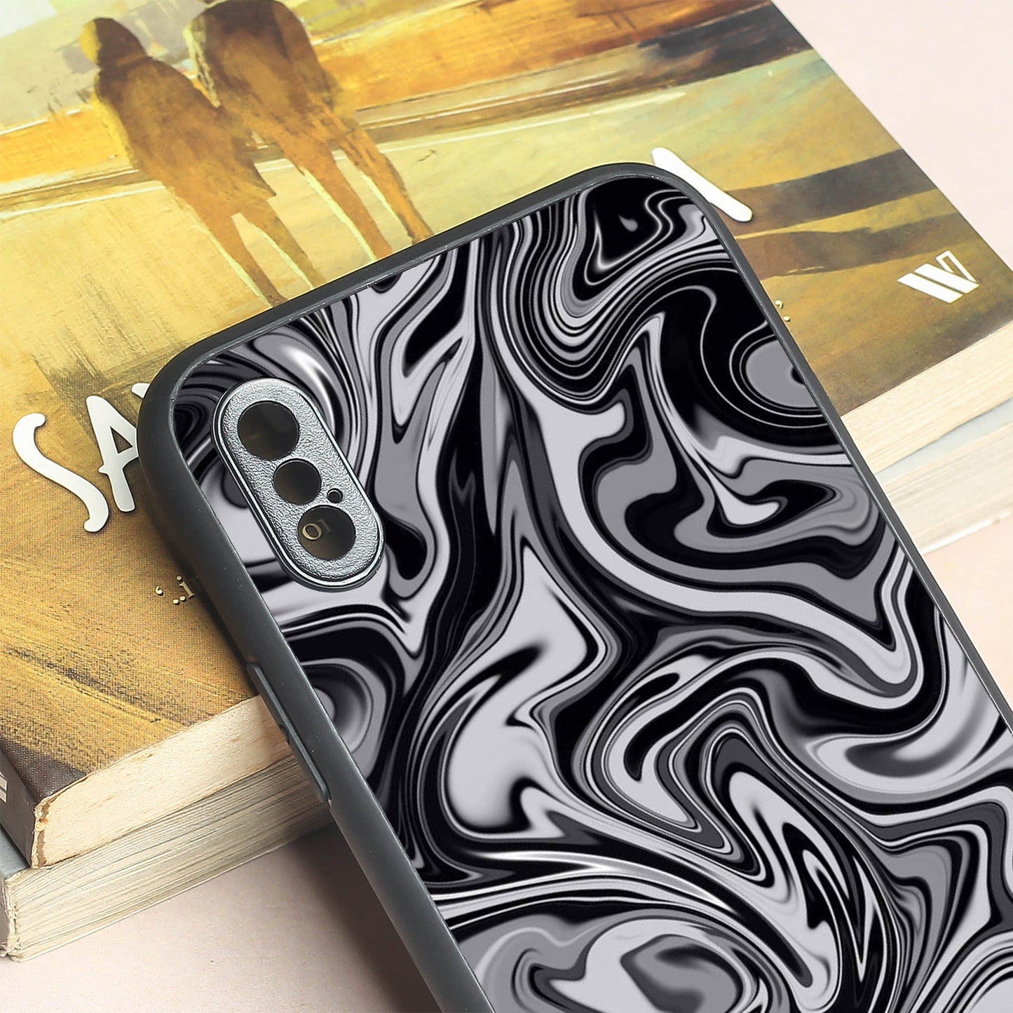 Blackout Marble metal back case for Apple Iphone X/XS