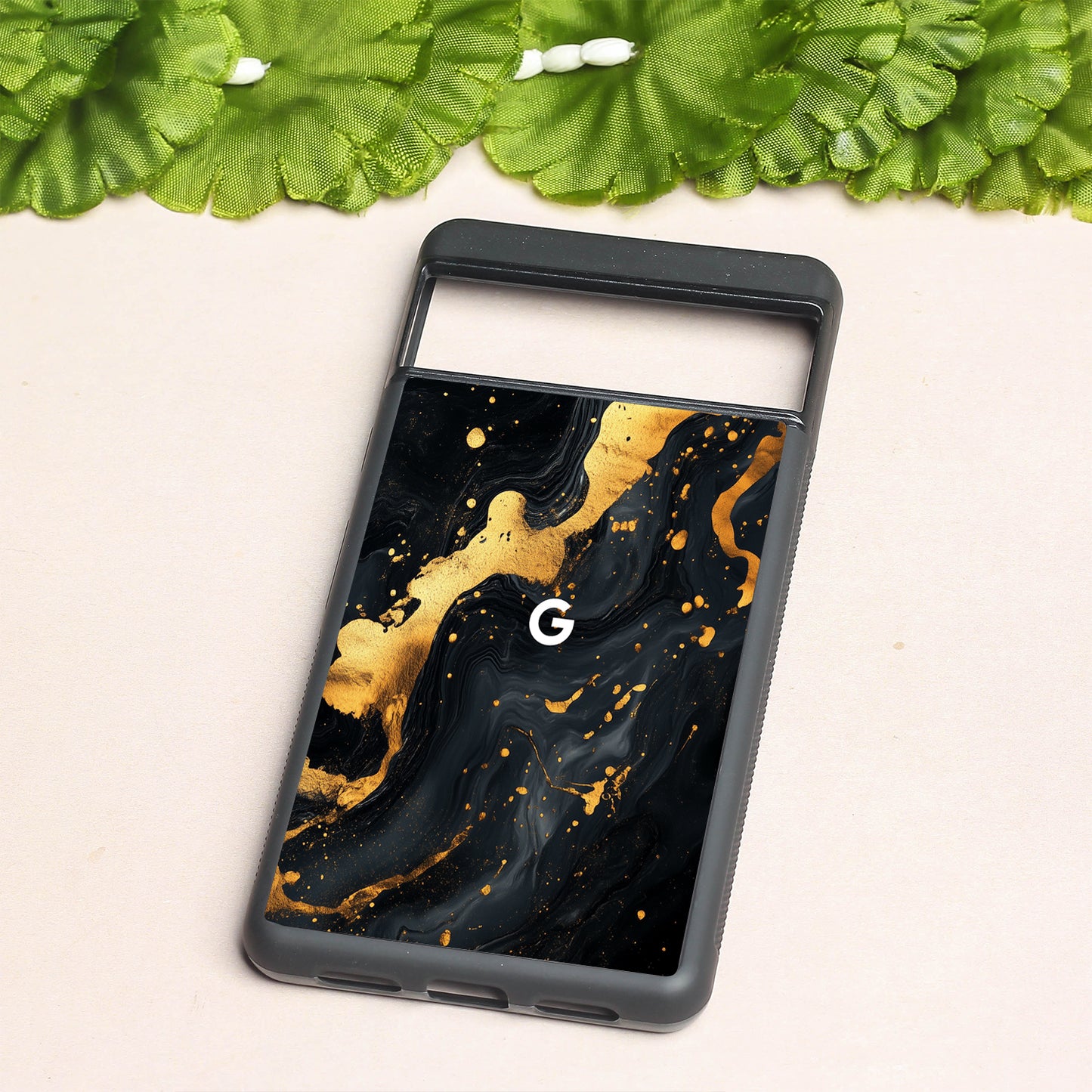 Black Gold Blaze metal back case for Google Pixel 7a
