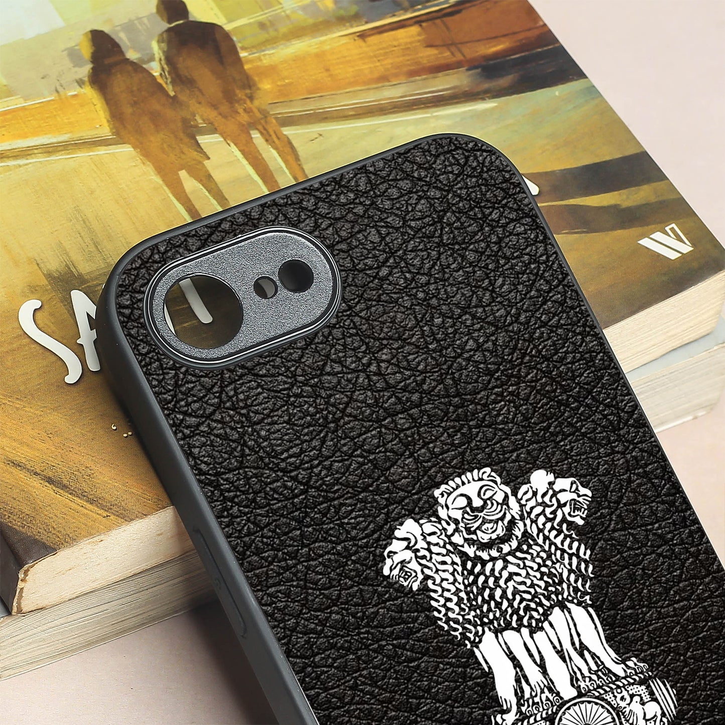 Black Satyamev Jayate metal back case for Apple Iphone 16e