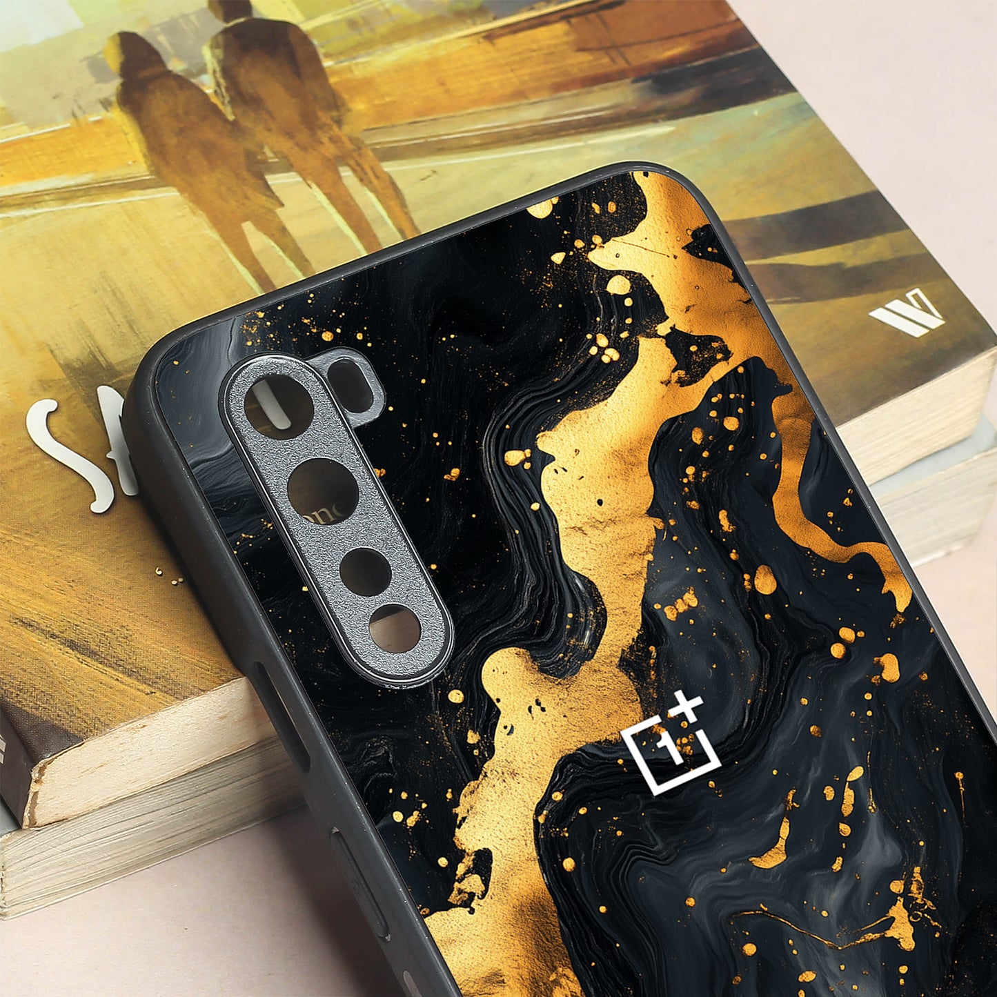 Black Gold Blaze metal back case for Oneplus Nord