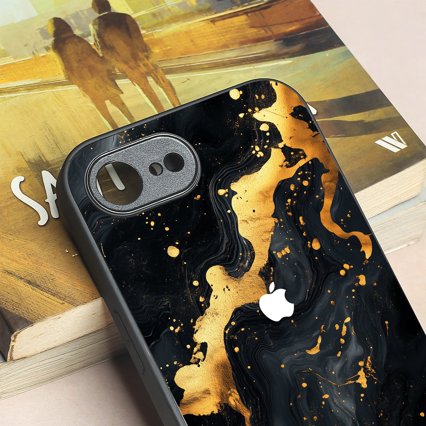 Black Gold Blaze metal back case for Apple Iphone 16e
