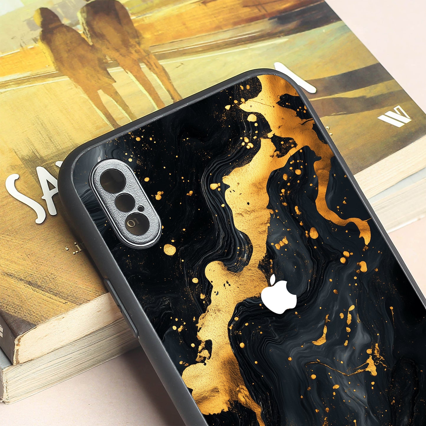 Black Gold Blaze metal back case for Apple Iphone X/XS
