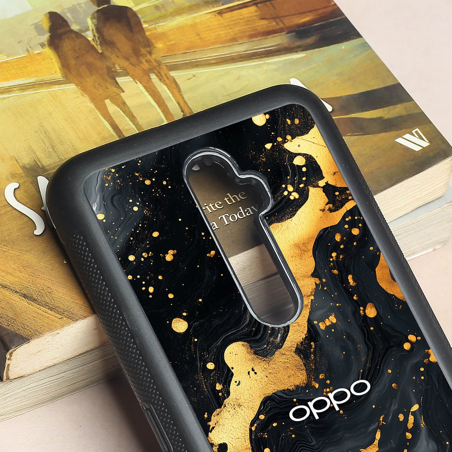 Black Gold Blaze metal back case for Oppo Reno2 F